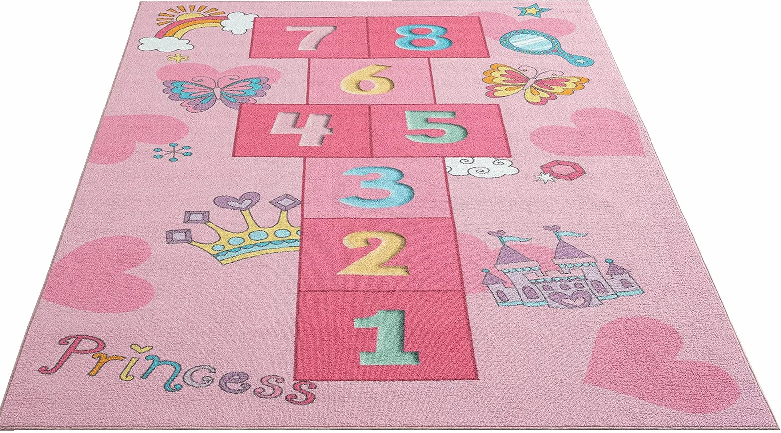 Happy Life Tapis de Jeu Lavable pour Enfant Motif Chiffres Rose 160 x 220 cm