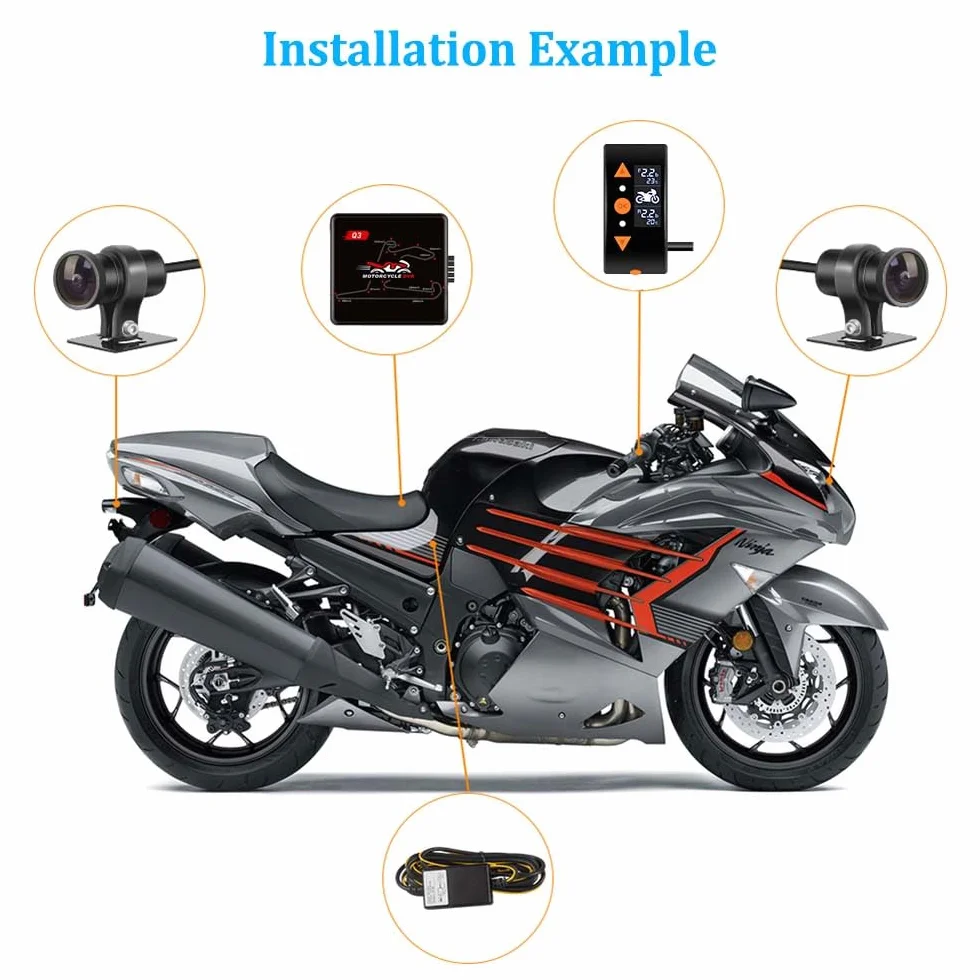 Vsystemo WiFi Motocyklowy tachograf HD 1080p przednia i tylna wodoodporna kamera DVR (Czarny Q3)