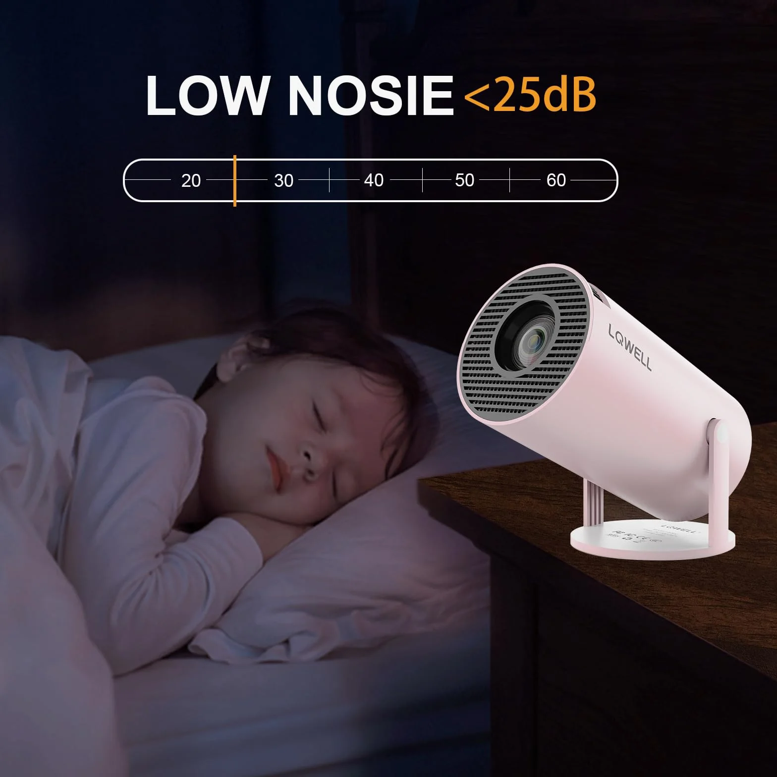 LQWELL Mini projektor, obsługuje 5G WiFi, BT5.0 z systemem Android, automatyczna korekcja trapezu, kąt 220 stopni, wyświetlacz 130 cali do telefonu/komputera/Xboxa, kino domowe 4K, HDMI