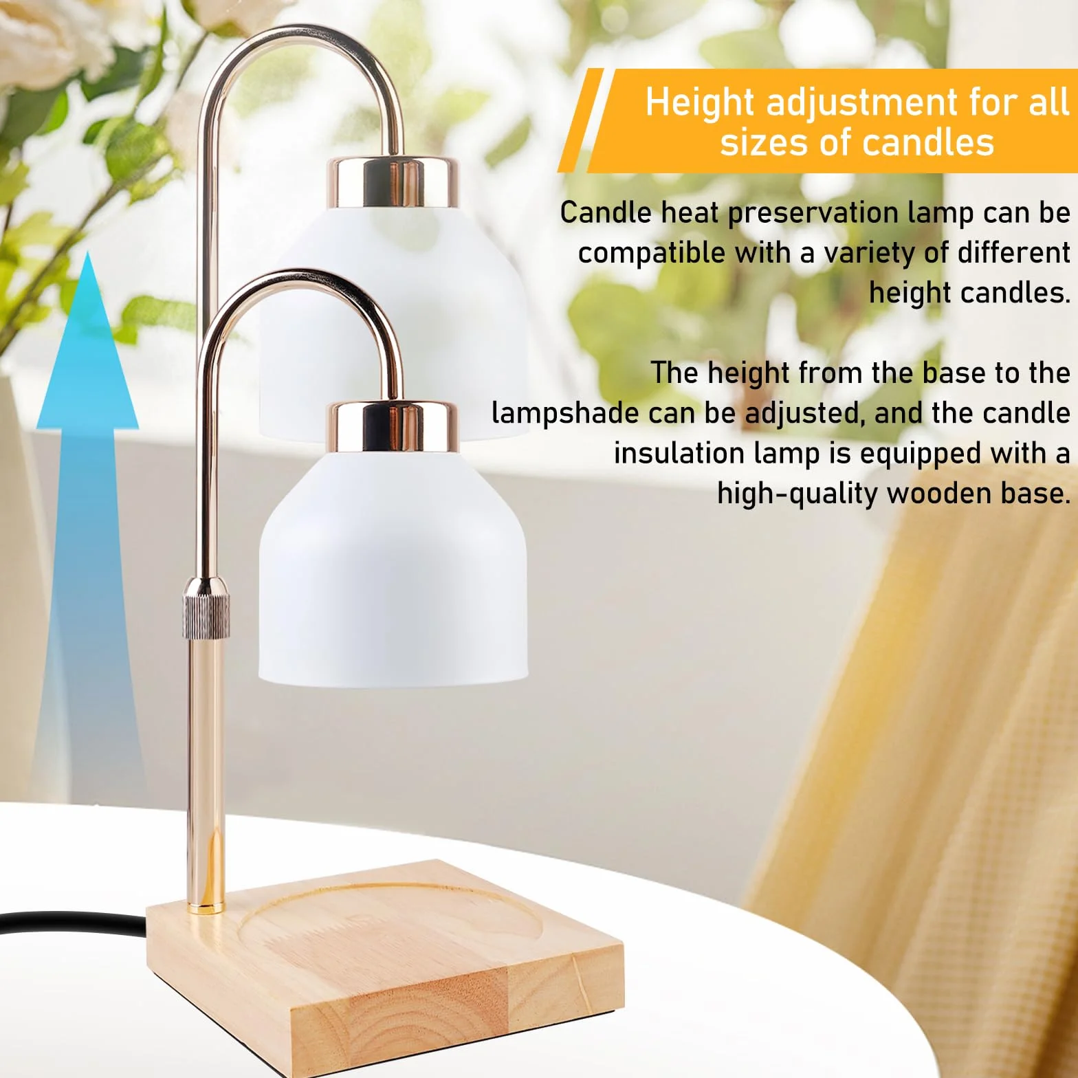 LampeZ ChauffeZ-BougieZ,Lampe Chauffe Bougie avec Minuterie Et Variateur,Candle Warmer Lamp Electrique,Chauffe-Bougie Electrique pour Chambre,Réglable en Hauteur,Décoration,Yoga,Maison