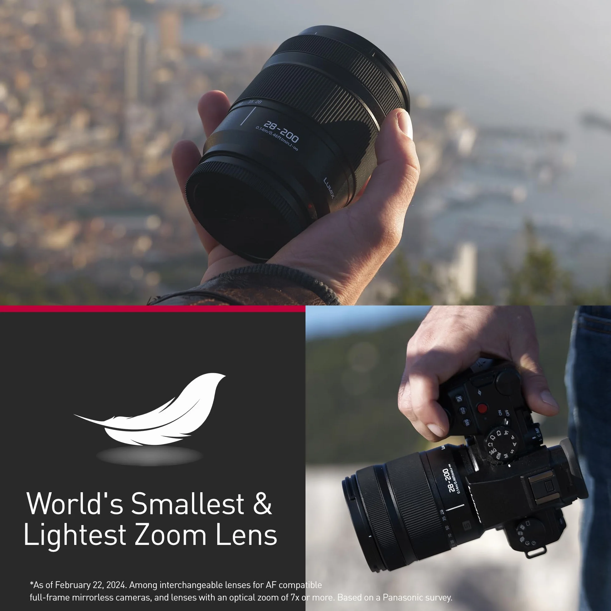 Panasonic Lumix S-R28200E 28-200mm F4.0-7.1 Obiektyw Makro, Obiektyw Pełnoklatkowy, Szeroki i Długi Obiektyw Zmiennoogniskowy, Dual IS 2, Odporny na Kurz, Zachlapanie i Mróz, do Filmów 4K, Czarny