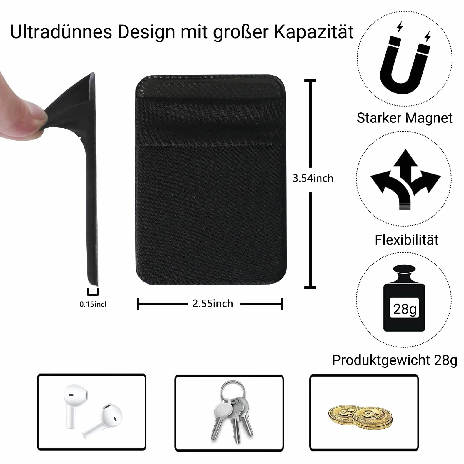 Magnetyczny portfel do Mag-Safe, etui na karty, kompatybilne z iPhone 14, 13 i 12 Pro Max Plus, magnetyczne etui, akcesoria, uchwyt na karty, czarny