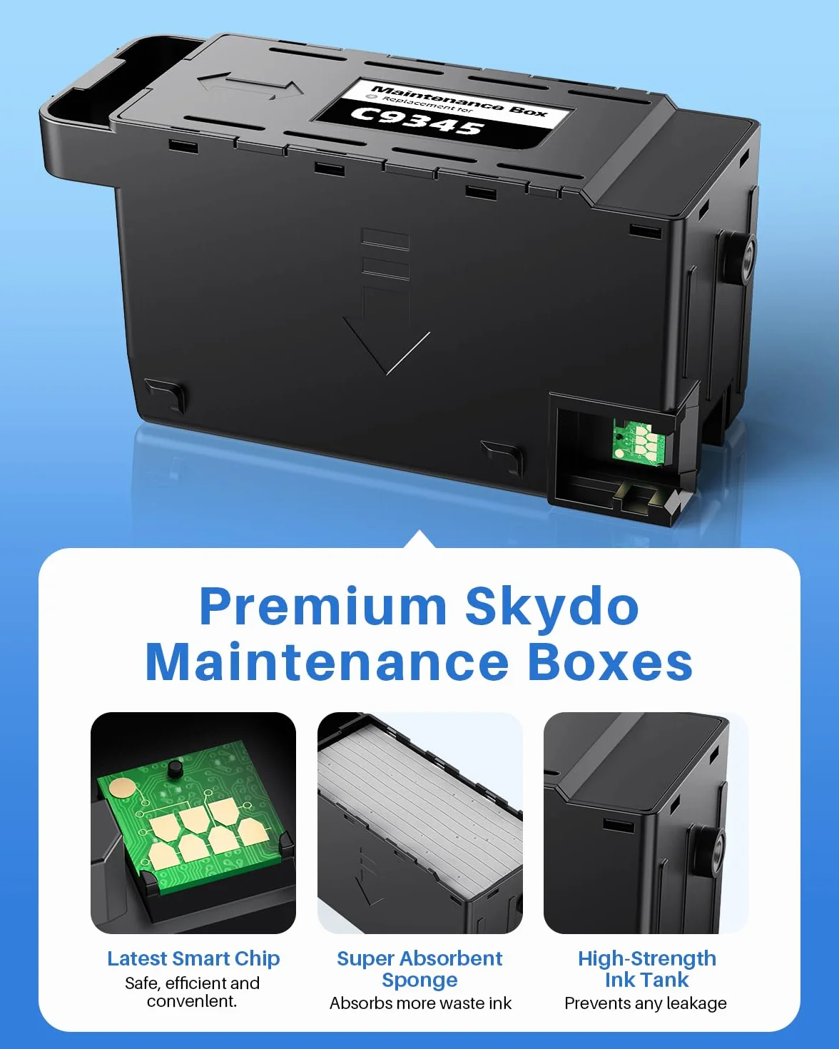 Skydo C9345 Boîte de maintenance compatible Epson WF-7840 ET-16600 ET-16650 ET-8550 ET-5850 ET-5880 WF-7820 WF-7830 ET-5800