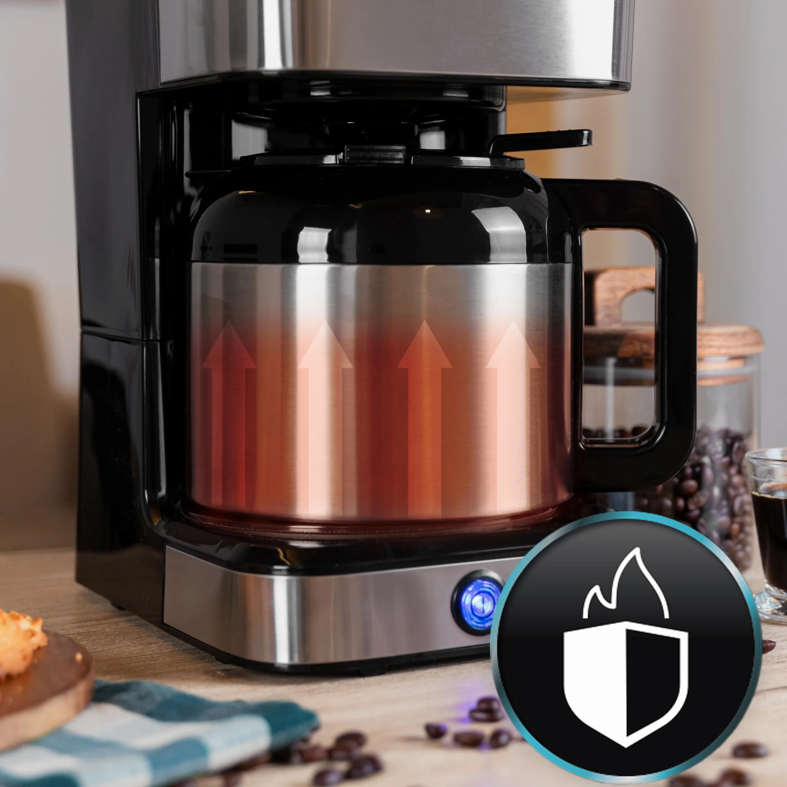 Cecotec Cafetière à Filtre de 1,2L Coffee 66 Drop & Thermo, Puissance 950 W, 10 Tasses, Technologie ExtremeAroma, Fonction Anti-goutte, Filtre en maille réutilisable, Protection Surchauffe.