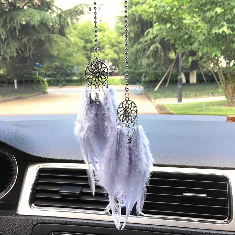 Attrape-rêves voiture décoration suspendre cristal pendentif cadeau fille blanc