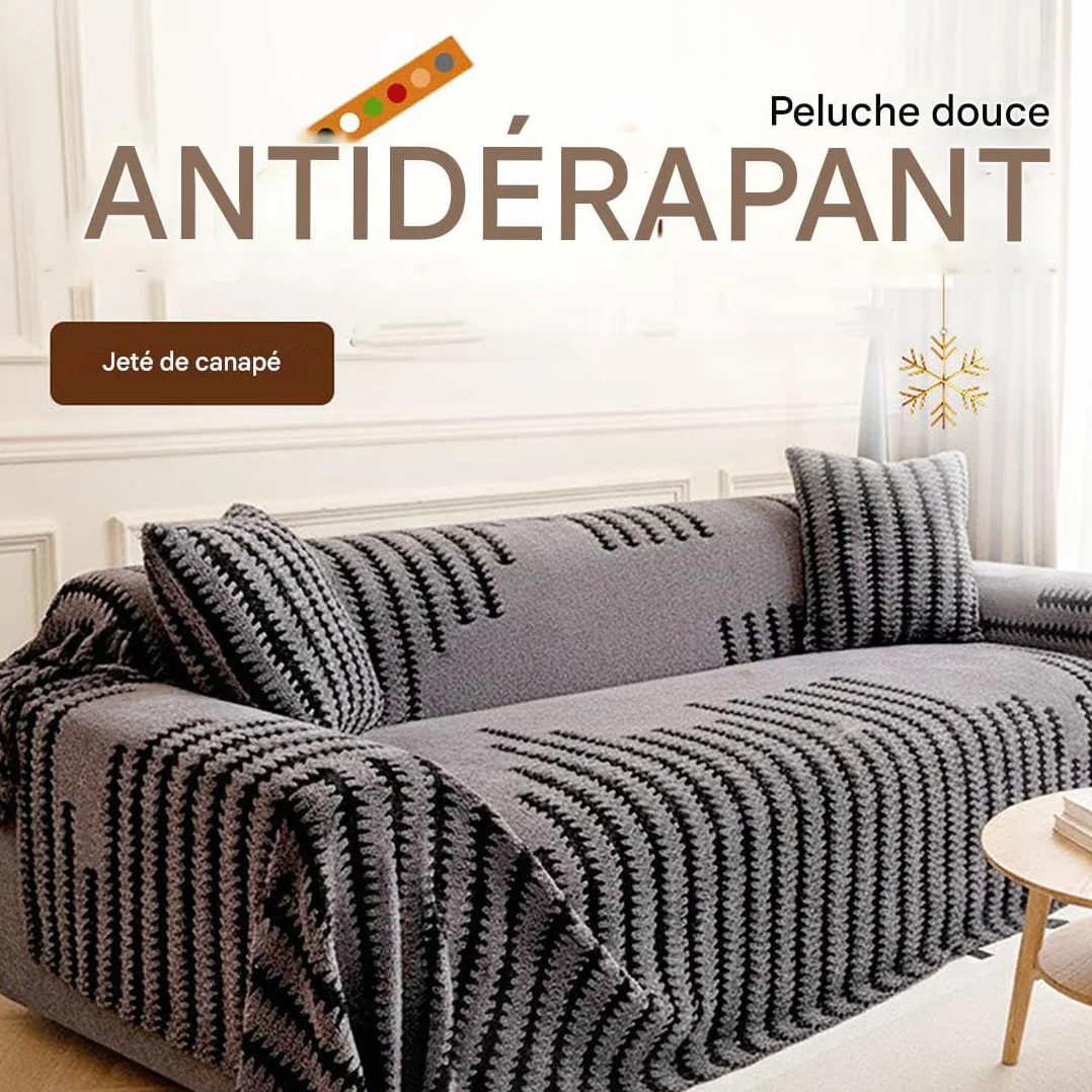 Housse de Canapé Douce Antidérapante en Peluche, Protection Canapé Chien Extensible 180 x 150 cm