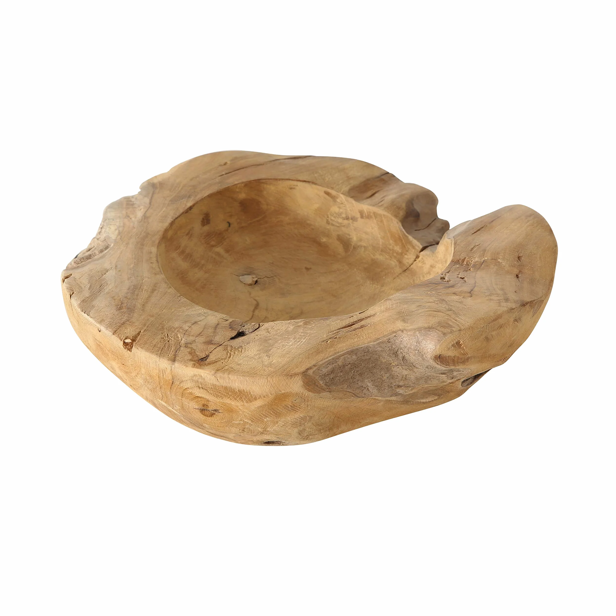 BOLTZE Bol en teck (récipient décoratif marron, bois de teck, 30 x 30 x 9 cm, rond, 3245300, naturel