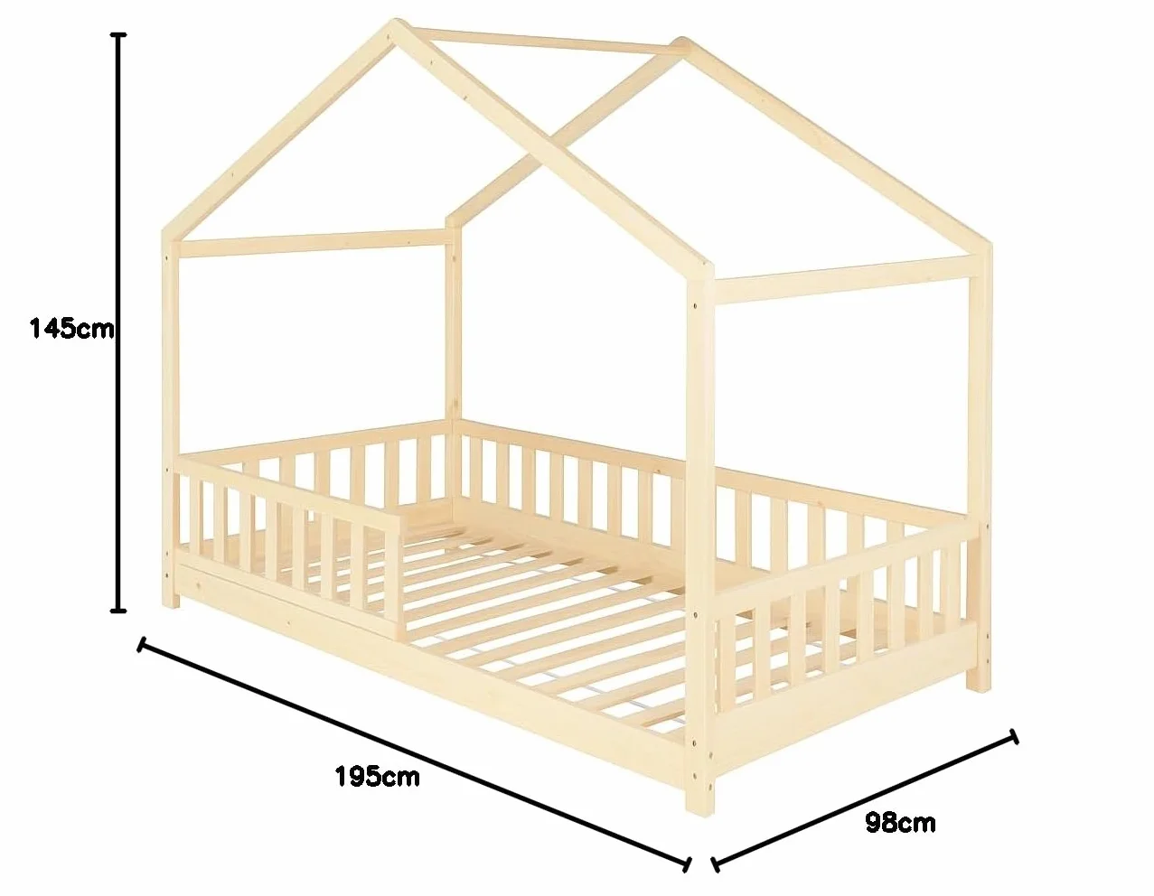 Lit cabane Maison Tente en Bois pour Enfant 90x190