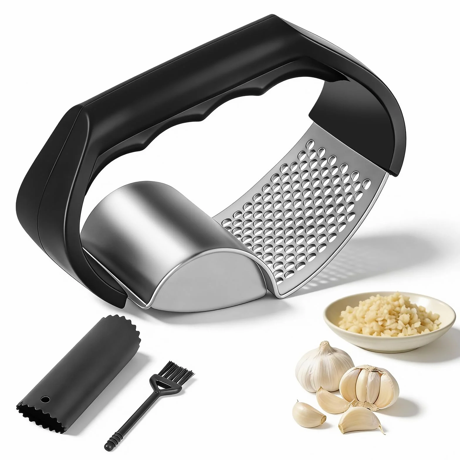 Presse Ail Inox Hachoir Manuel 2 en 1 Broyeur Gingembre