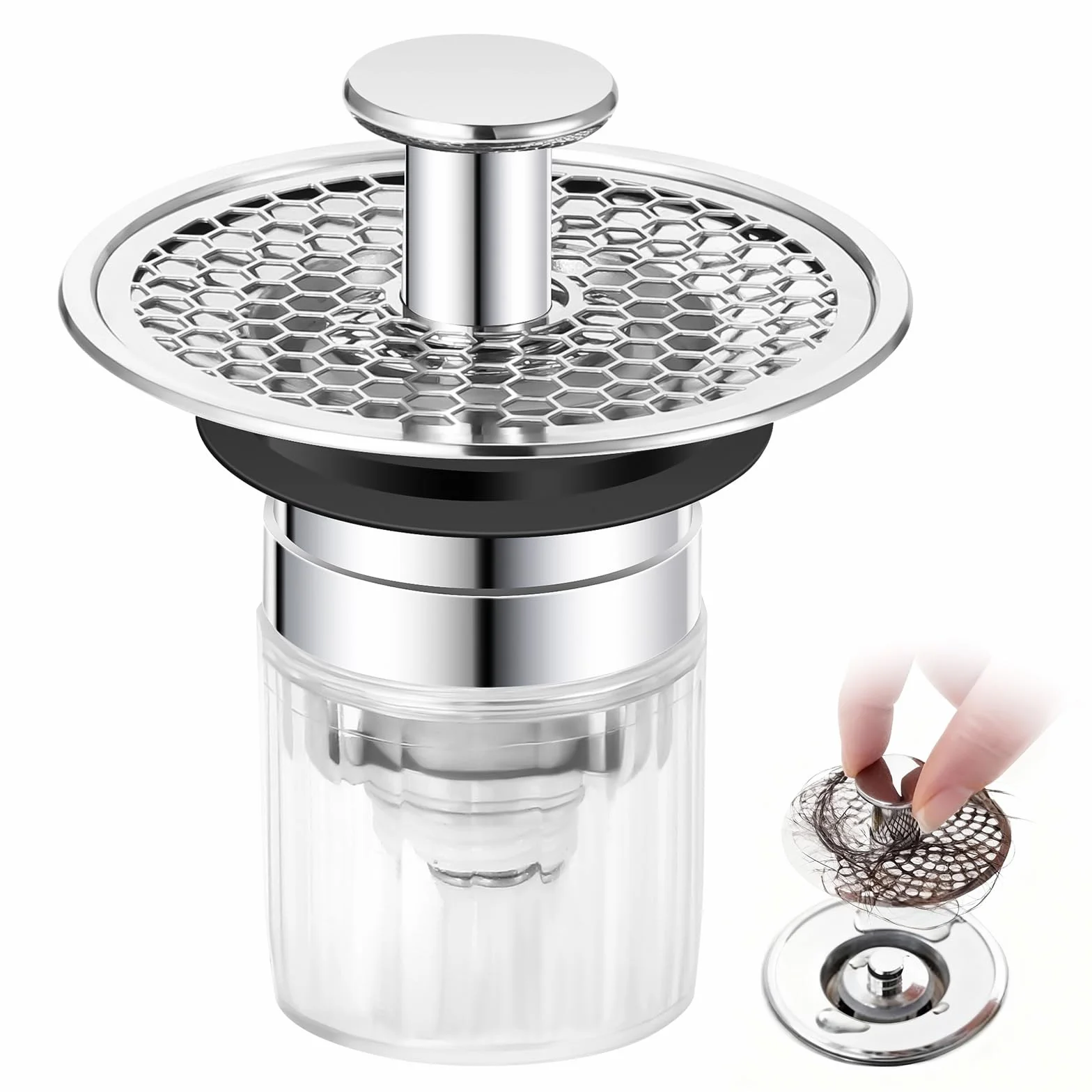 Bonde de Lavabo Universel 32-42mm, Bouchon Pop-Up Anti-Clogging et Anti-Odeur pour Salle de Bain Cuisine