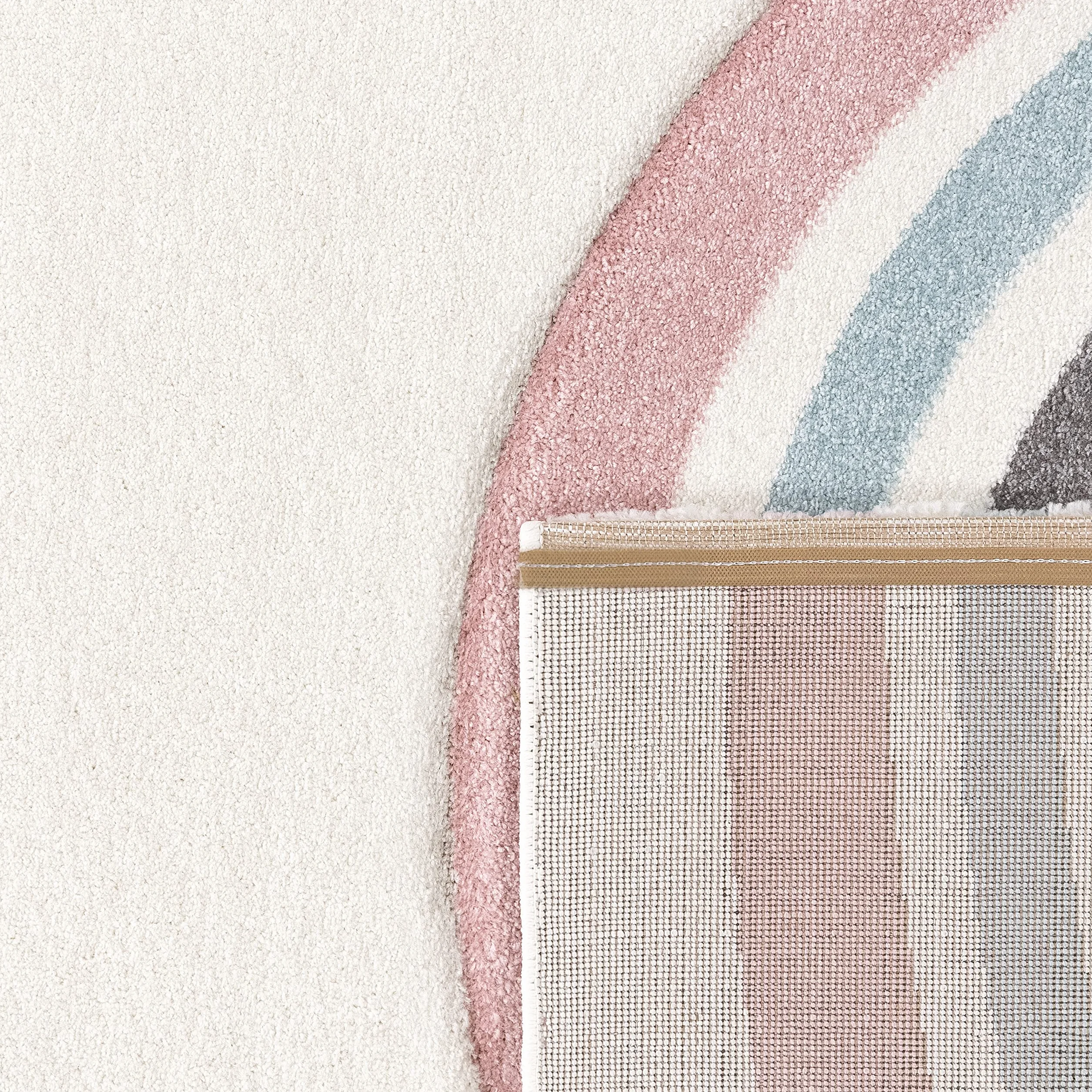 Paco Home Tapis Enfant Arc-en-Ciel Coeur 3D Rose Crème 120x170 cm