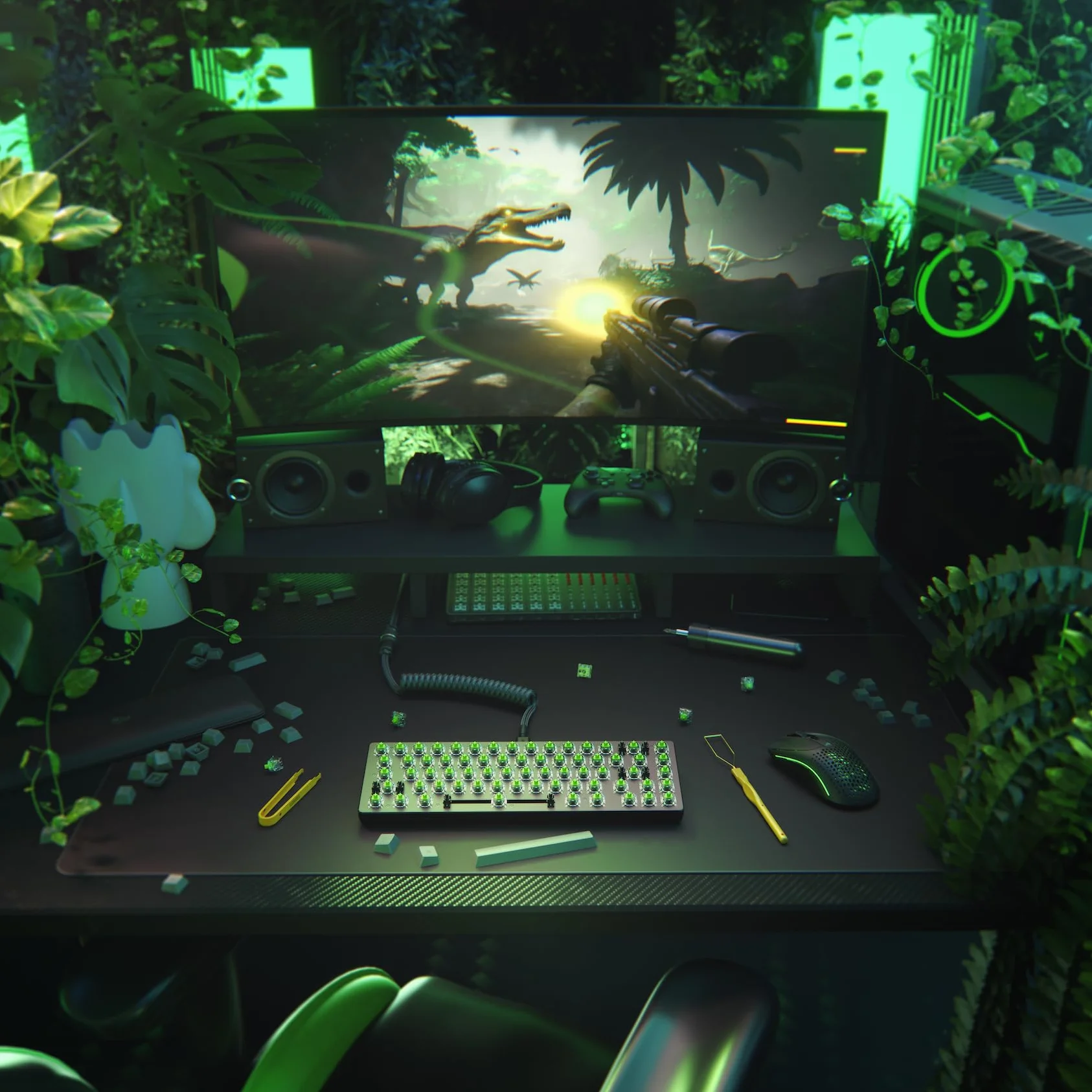 Glorious Gaming – 36 przełączników klikalnych do klaw. mech. – kompatybilne z GMMK 2/PRO i klaw. num. GMMK, efekt kliknięcia, przezroczyste (maks. efekt RGB), aktywacja 55 g, 5 bolców – smar