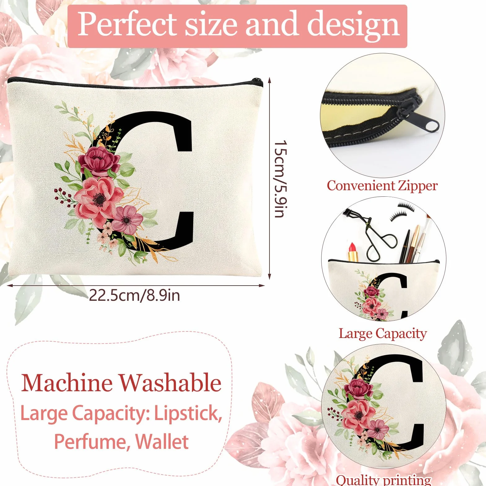 Sac Fourre-Tout Personnalisé Initiale Coton Cadeau Femme Tarklanda