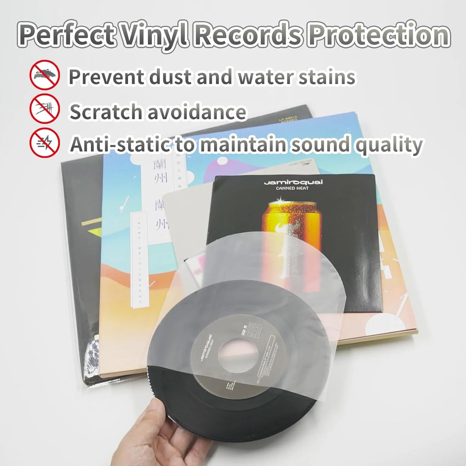 Pochette Vinyle 33 Tours 50 pièces, Protection Vinyle 12" Antistatique