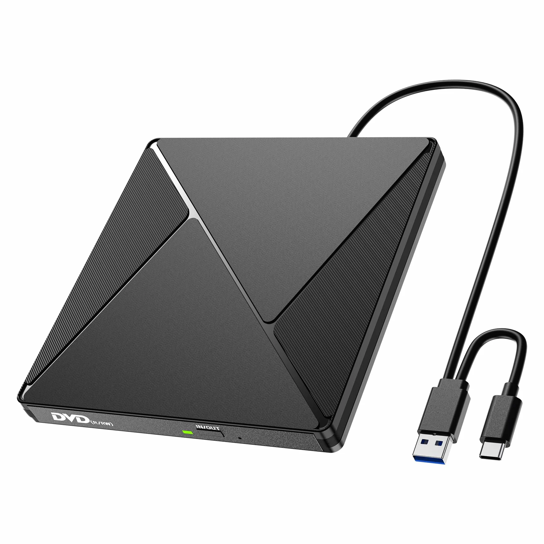 Lecteur CD/DVD Externe USB 3.0 USB-C Graveur DVD Portable -/+RW Drive Mince pour PC Windows MacOS