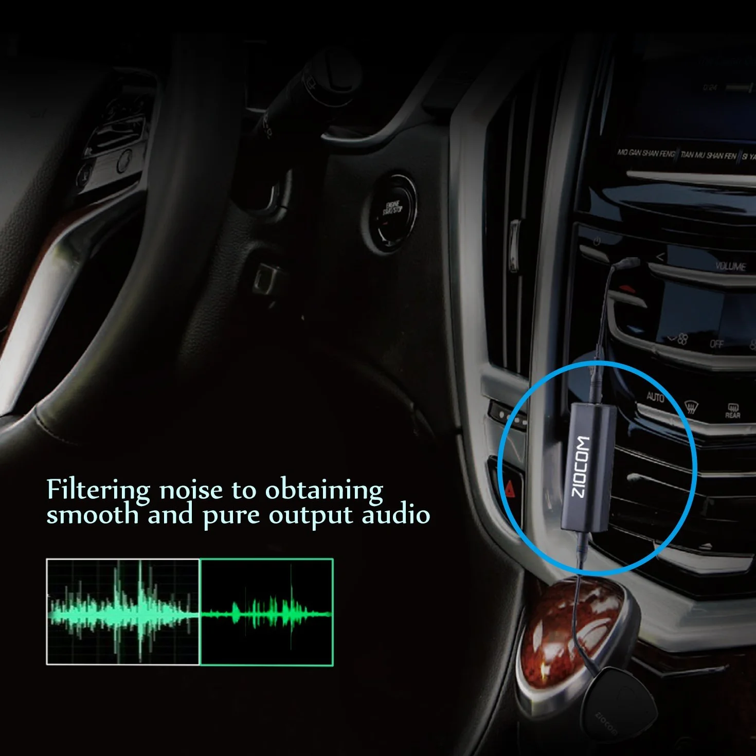 ZIOCOM Filtr przeciwzakłóceniowy, izolator Ground Loop do domu, system stereo/głośnik Bluetooth, filtr audio z kablem audio 3,5 mm, izolator audio, filtr szumów, filtr zakłóceń jack