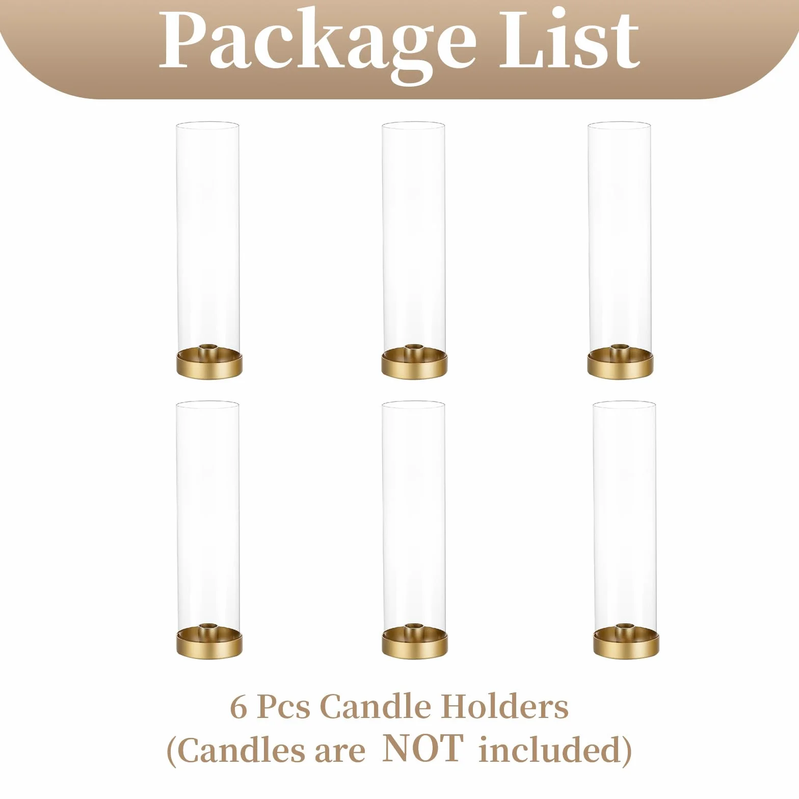 Sziqiqi 6 Pièces Bougeoir Or pour Centre de Table Mariage 30cm - Bougeoirs en Métal Moderne Chandeliers en Verre Photophore Decorative Cadeau pour Mariage Noël