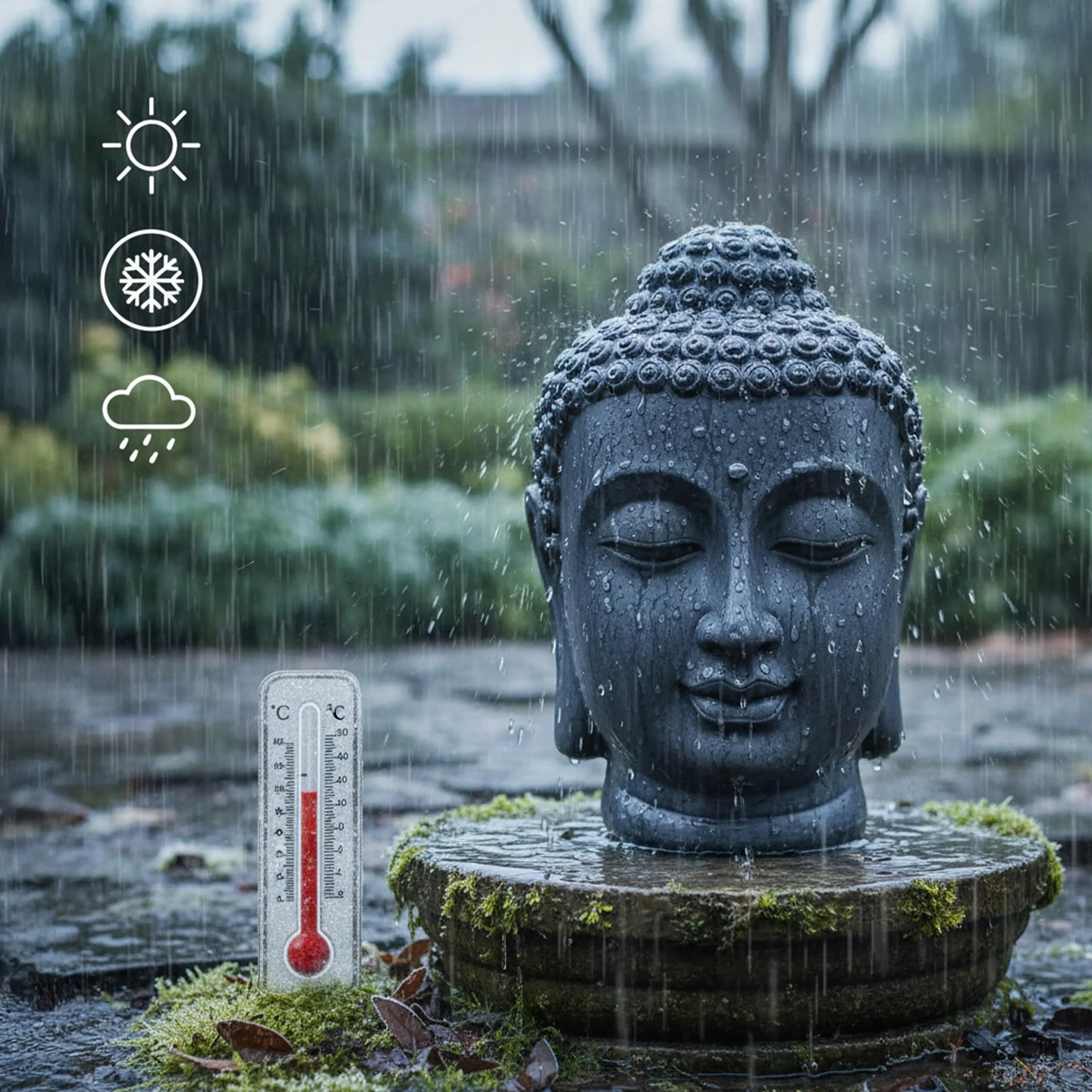 Relaxdays Tête de Bouddha déco Zen résistante aux intempéries Anthracite 55x36x32 cm