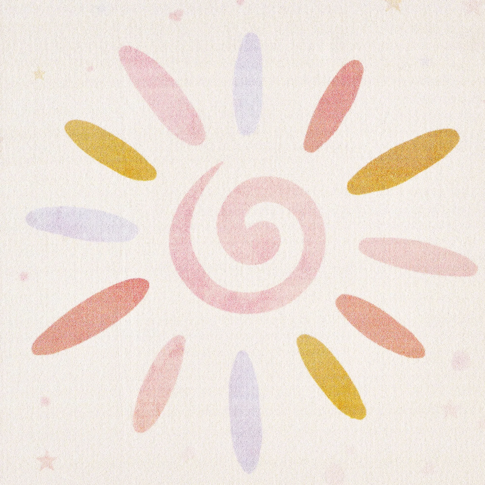 HomebyHome Tapis Chambre d'enfant Motifs soleils étoiles crème 140 x 200 cm