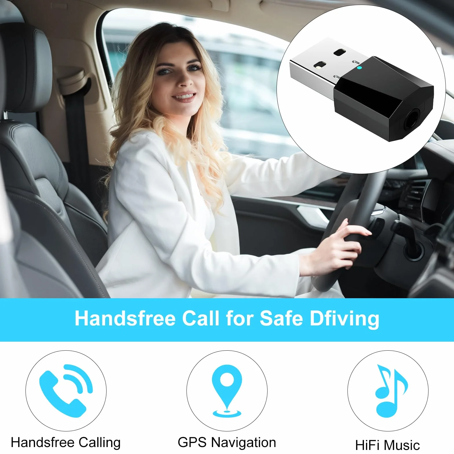 Odbiornik USB Bluetooth 5.1 z adapterem USB Bluetooth, wbudowany mikrofon do telewizora, komputera, zestawu słuchawkowego/głośników samochodowych, systemu stereo, muzyki i połączeń