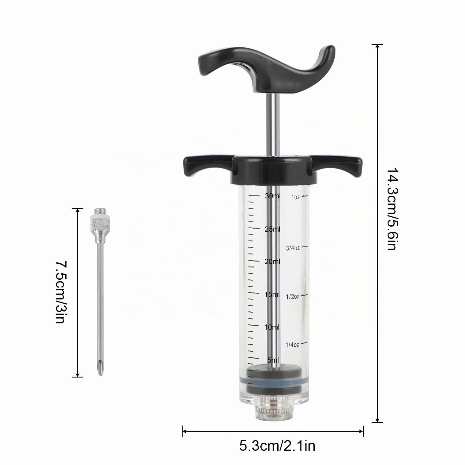 Windfromort Seringue Alimentaire 30 ML - Seringue avec Aiguille en Acier INOX 304-3 Aiguilles pour Confiture et Viande (Rouge)