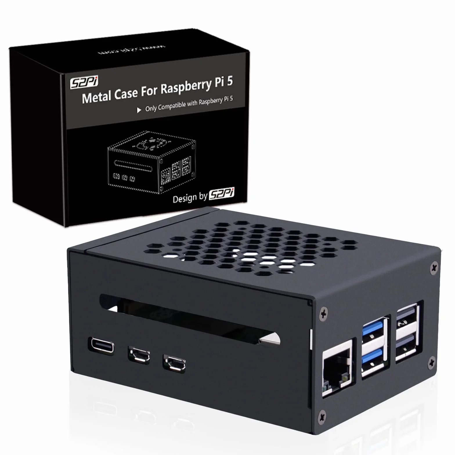 GeeekPi Metalowa obudowa do Raspberry Pi 5, obsługa PCIe M.2 NVMe SSD Shield Top X1001 / X1003 / X1000 / N04 / N05 i Raspberry Pi 5 Active Cooler