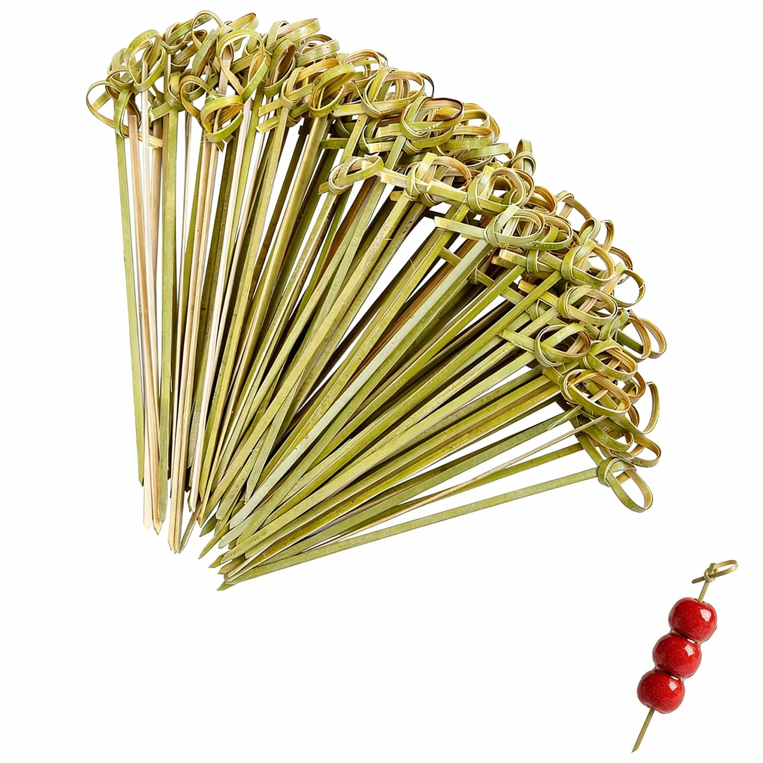 Pique Aperitif Bambou Vert 12cm 300 Pièces Brochette en Bois Naturel pour Cocktail Buffet