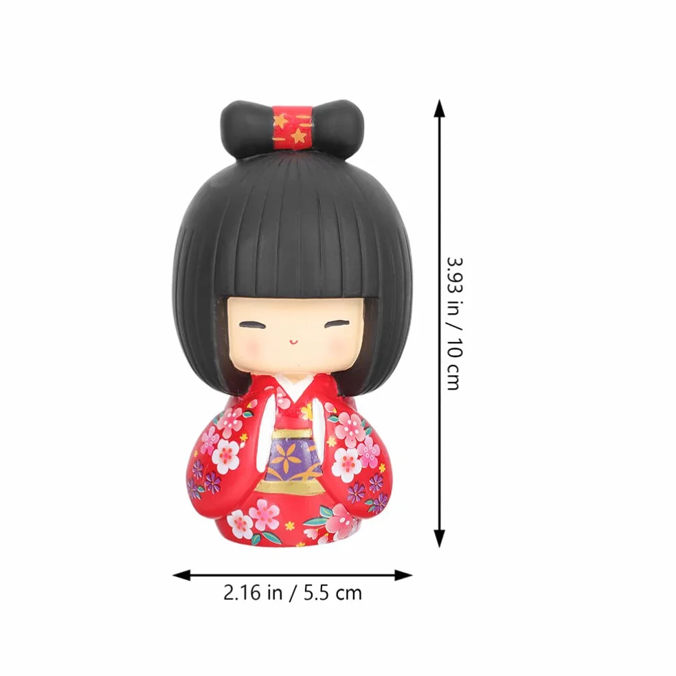 Veemoon Statue Japonaise Kokeshi Kimono Poupée DéCoration Table Résine Cadeau Artisanale