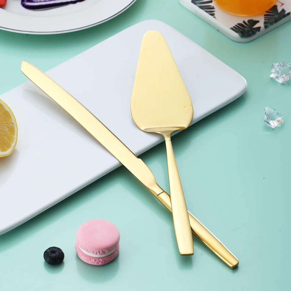 Berglander ensemble de couteau à gâteau et serveurs de pâtisserie doré pour mariage anniversaire fête