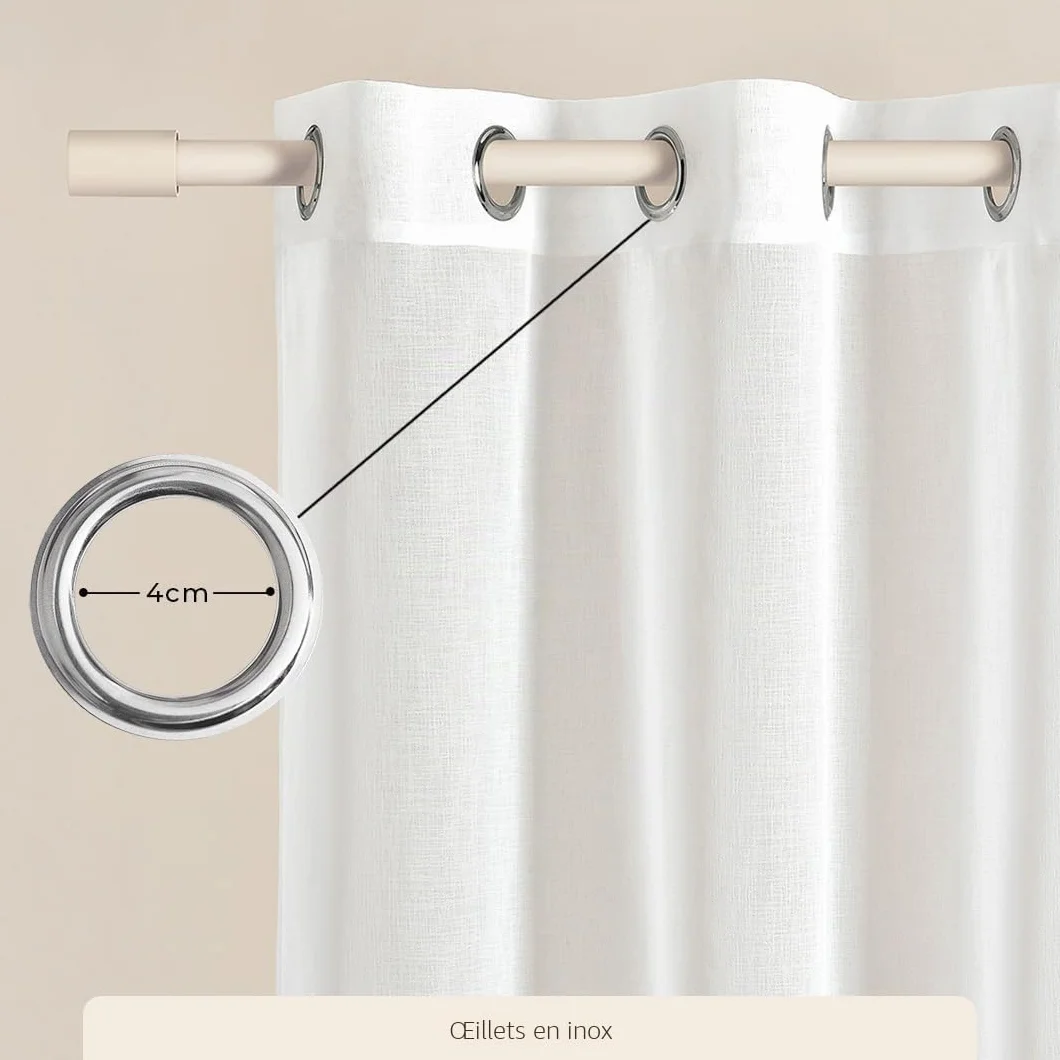 Rideau Voilage Transparent avec Oeillets Novelia 140 x 230 cm Blanc pour Salon Chambre Fenêtre
