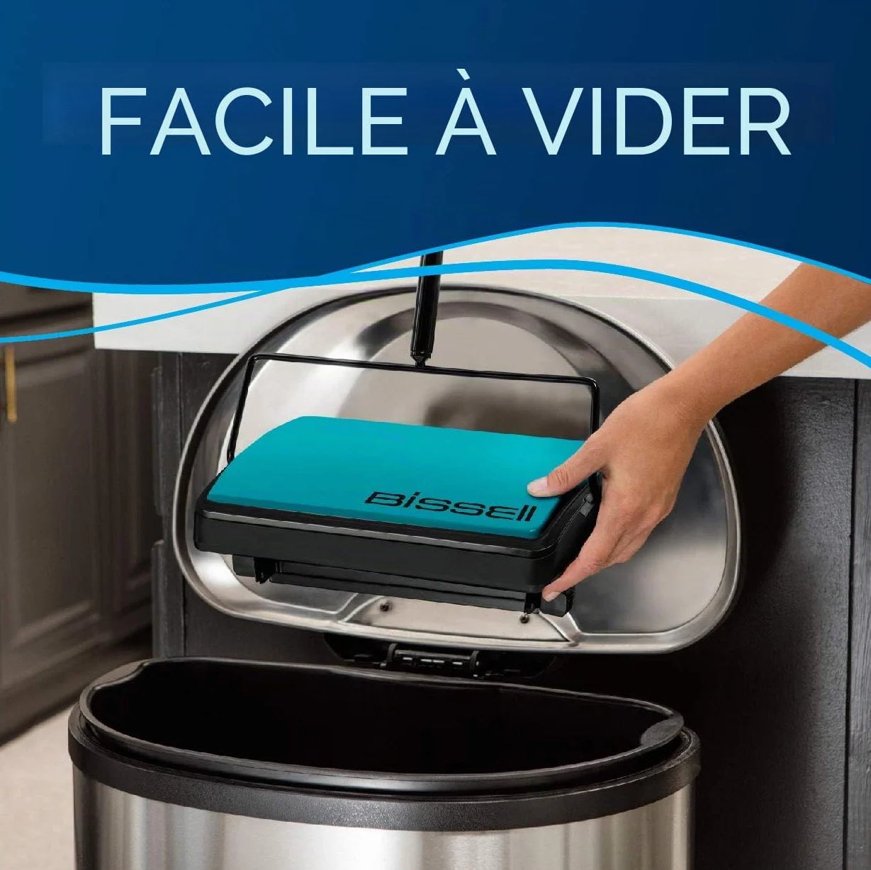 Bissell Easy Sweep Balai Compact pour Tapis et Sol, 2484A, Bleu Sarcelle