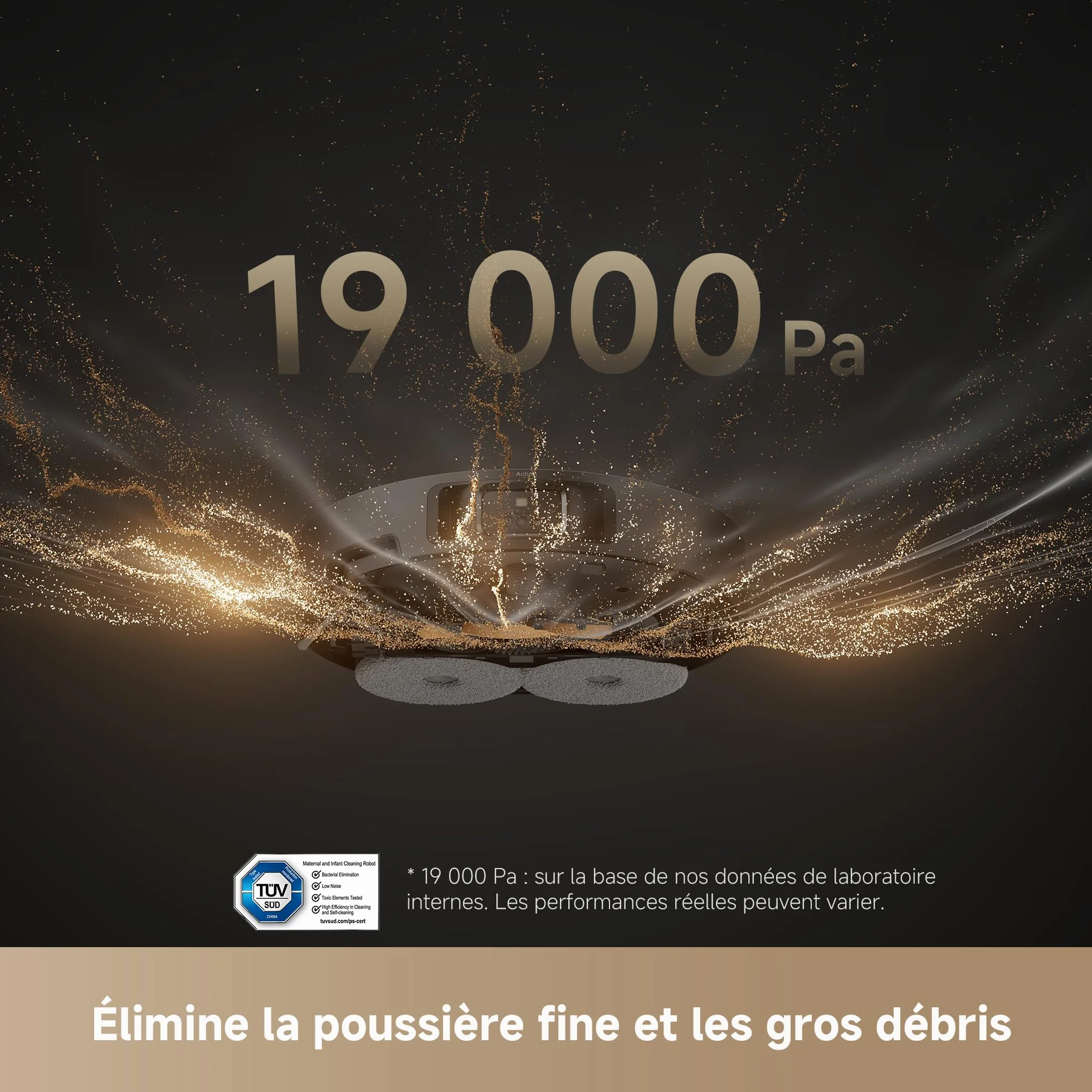 DREAME L40s Pro Ultra Robot Aspirateur, 19000 Pa, Brosse Double HyperStream, Franchit 4 cm, Brosse latérale extensible, Nettoyage eau chaude 75°C, Auto-nettoyant 3.0