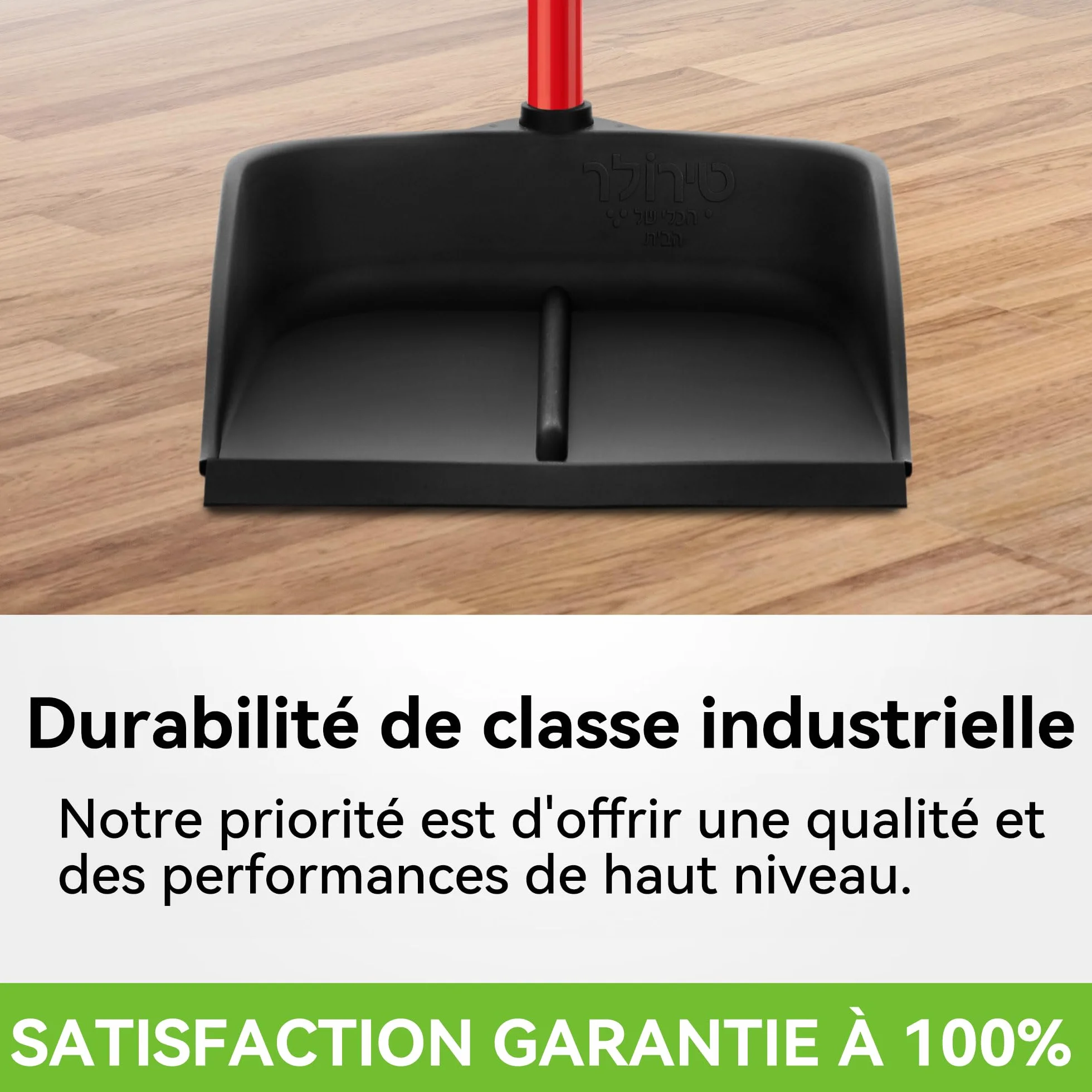 Pelle Ramasse Poussière à Manche Long Verticale 90 cm de Tyroler – Ramassette en Caoutchouc Adhérente au Sol pour Ramasser Efficacement Poussières, Poils et Déchets