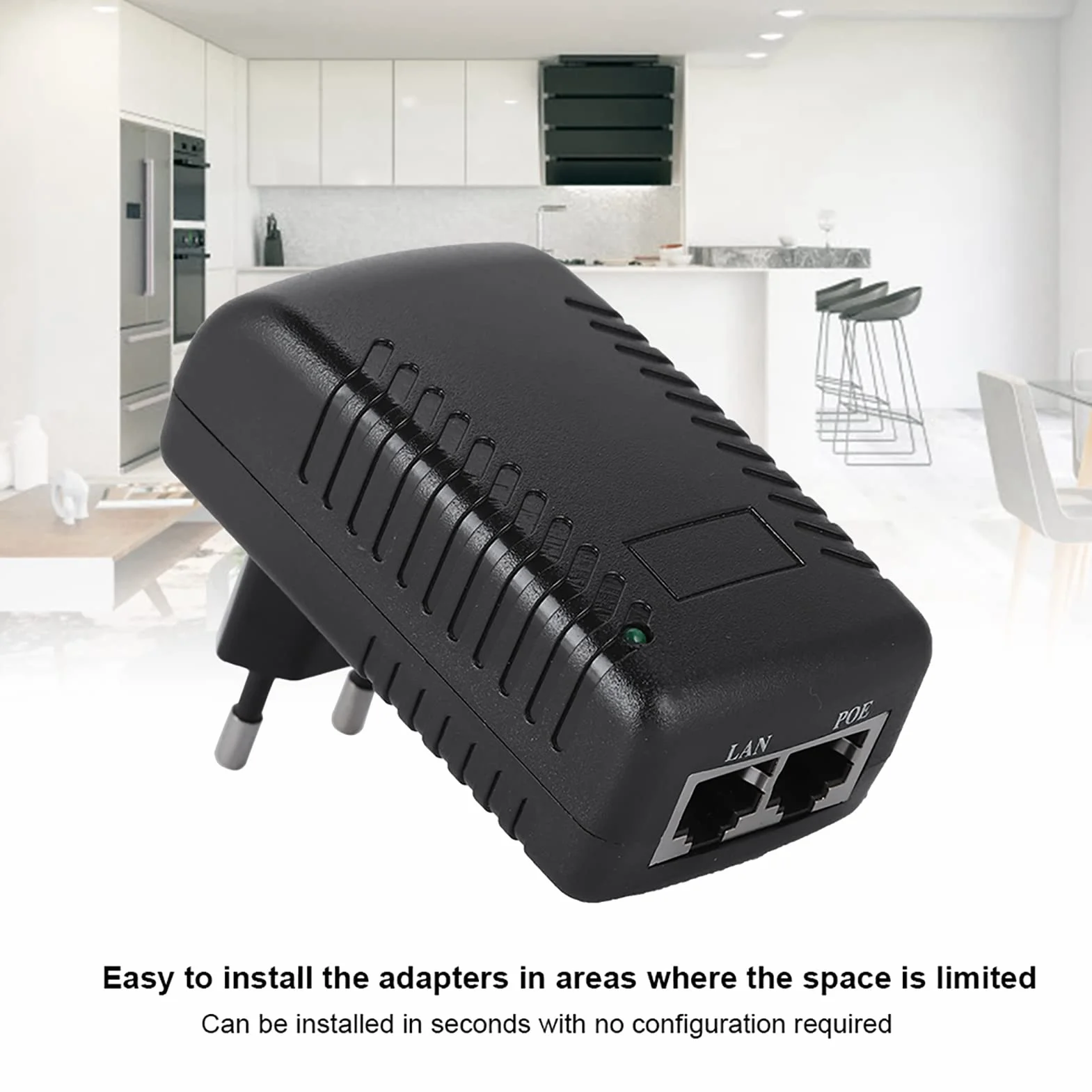Sonew 48 V 0,5 A pasywny zasilacz POE Injector Ethernet adapter z wtyczką ścienną odpowiedni do telefonów Voip, aparatów, aplikacji i innych (EU)