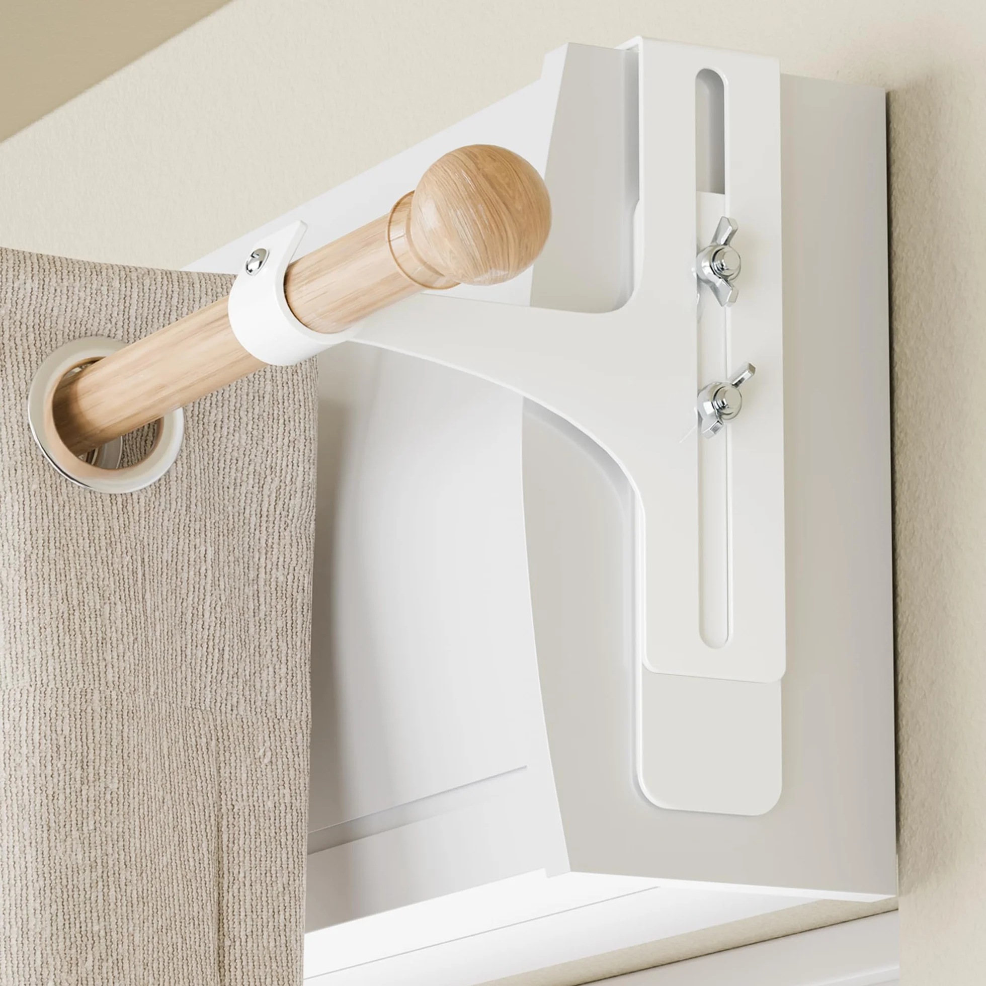 Supports de tringle à rideaux sans perçage Ø20-28 mm métallique blanc lot de 2