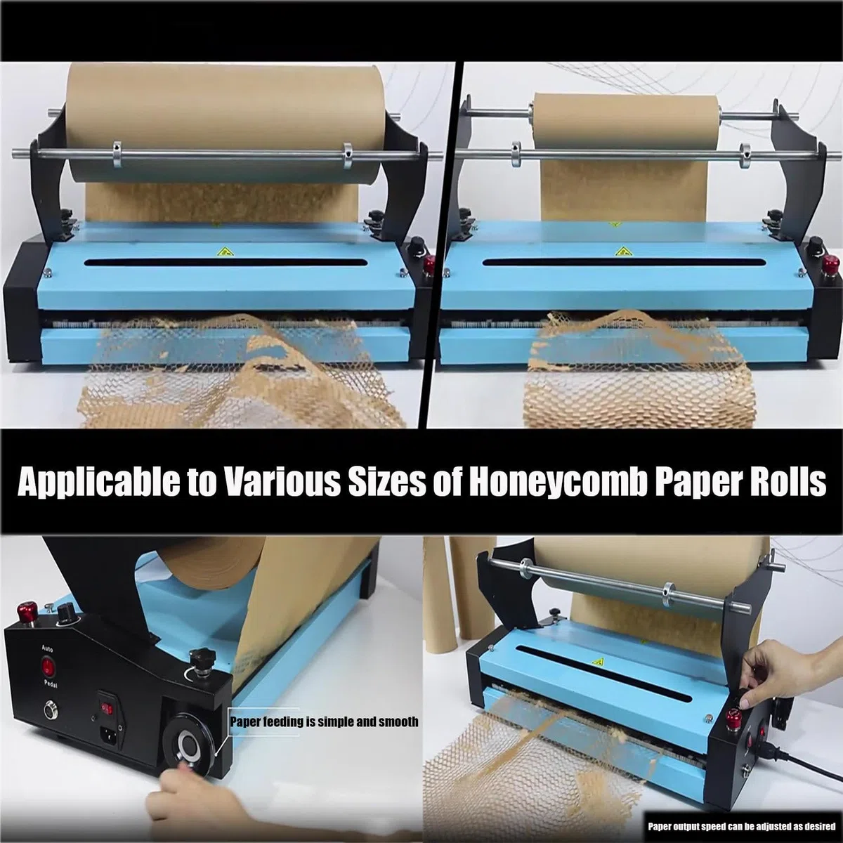 Machine à Papier en nid d'abeille à étirement Automatique de Sortie de Papier,Distributeur de Rouleaux de Papier d'emballage en nid d'abeille,Chargeur Automatique de Papier (B)