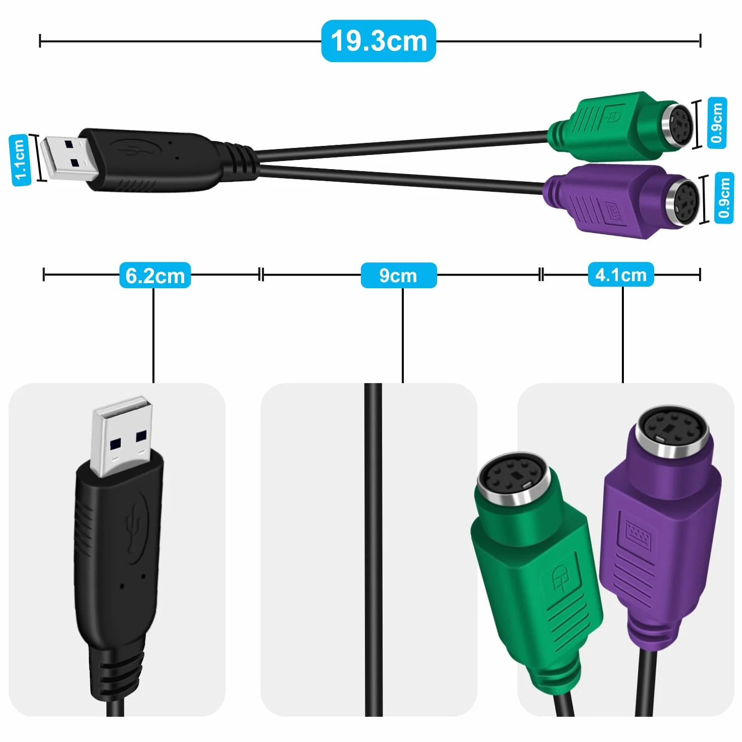 Adaptateur Clavier USB vers PS/2 Femelle USB Male avec Puce Intégrée Plug and Play