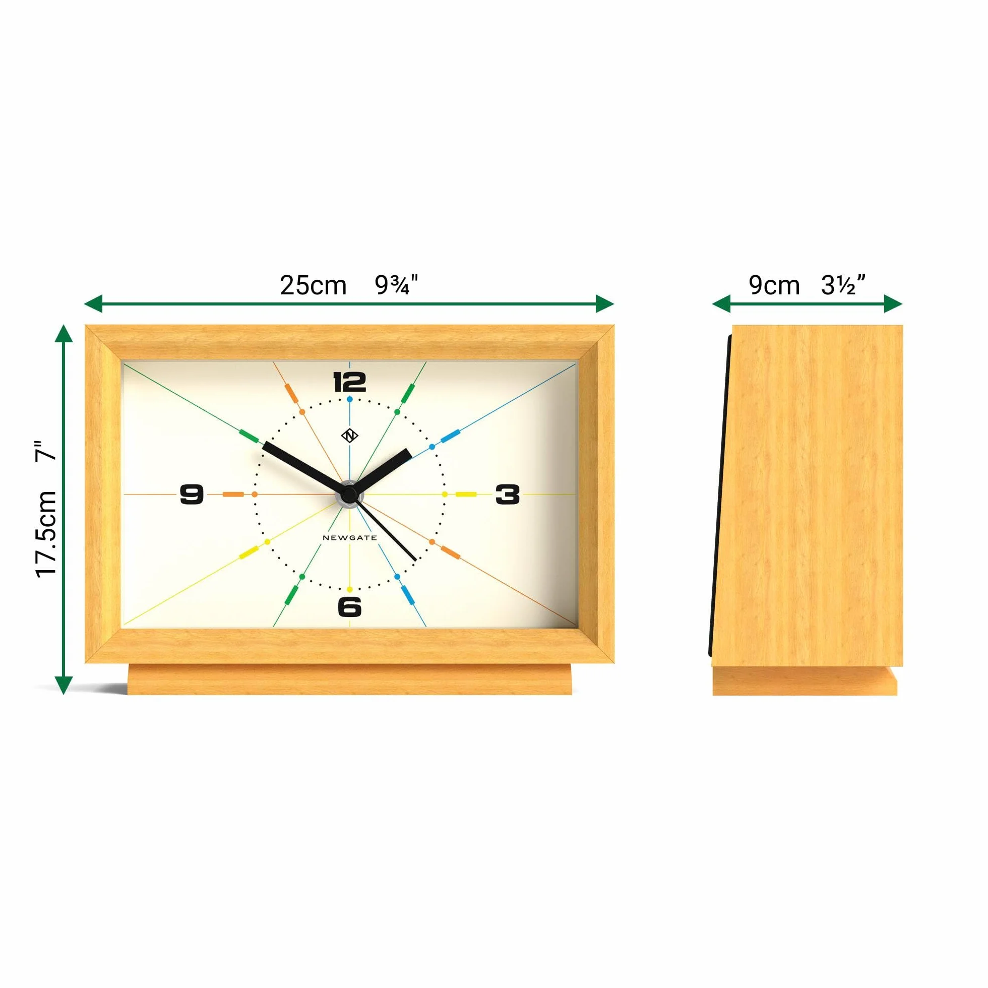 NEWGATE® Hollywood Horloge de Bureau Bois Massif Finition Chêne Pâle Style Milieu du Siècle