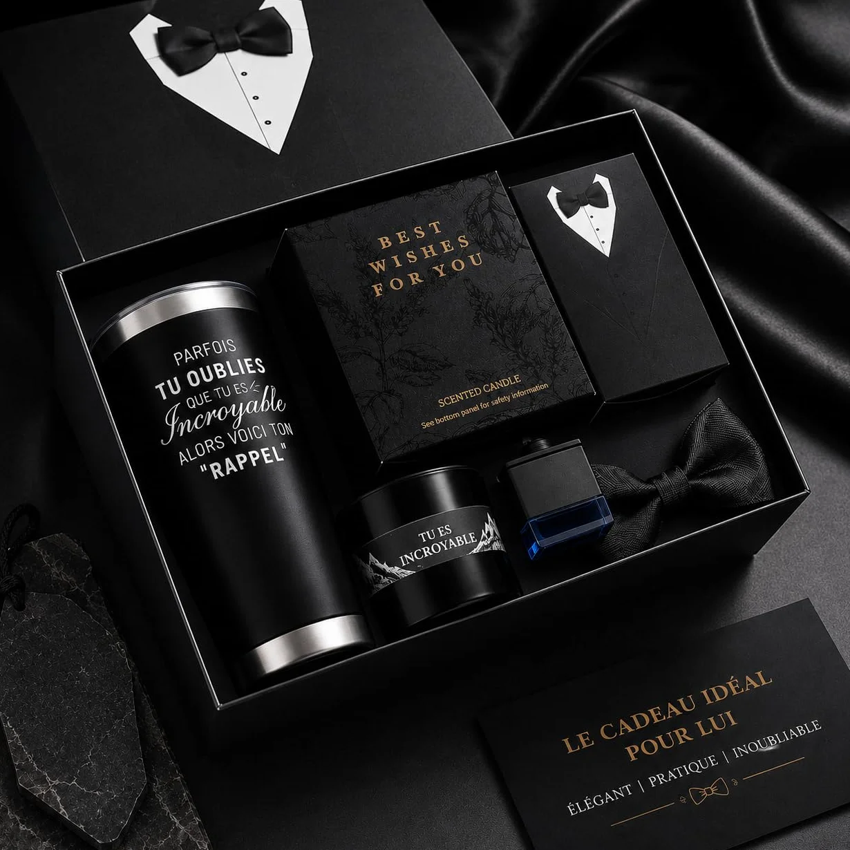 Coffret Cadeau pour Homme de Luxe avec Bougie Parfumée,Tasse,Cadeaux de Saint Valentin/Fête des Pères/Anniversaire/d'anniversaire/Retraite,Cadeau Merci pour Papa,Mari,Petit ami,Frère,Ami,Collègue