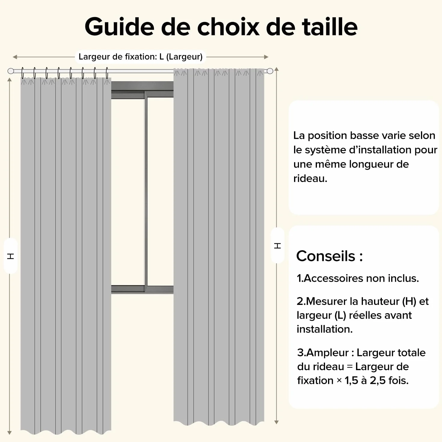 Rideau Thermique Isolant Anti Froid Lot de 2 120x140 Lin pour Salon Chambre