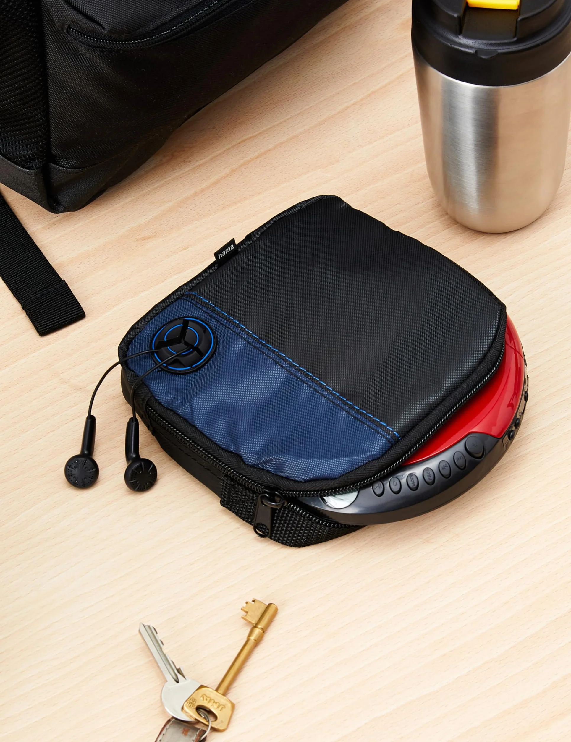 Hama 33716, Etui na Odtwarzacz CD i 3 Płyty, Czarny/Granatowy