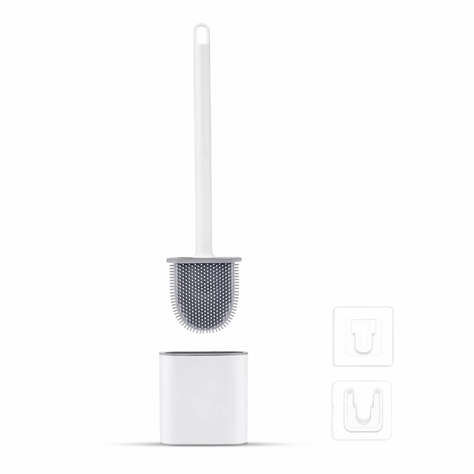 Ibergrif Brosse WC Silicone Antibactérienne Montage Mural Blanc