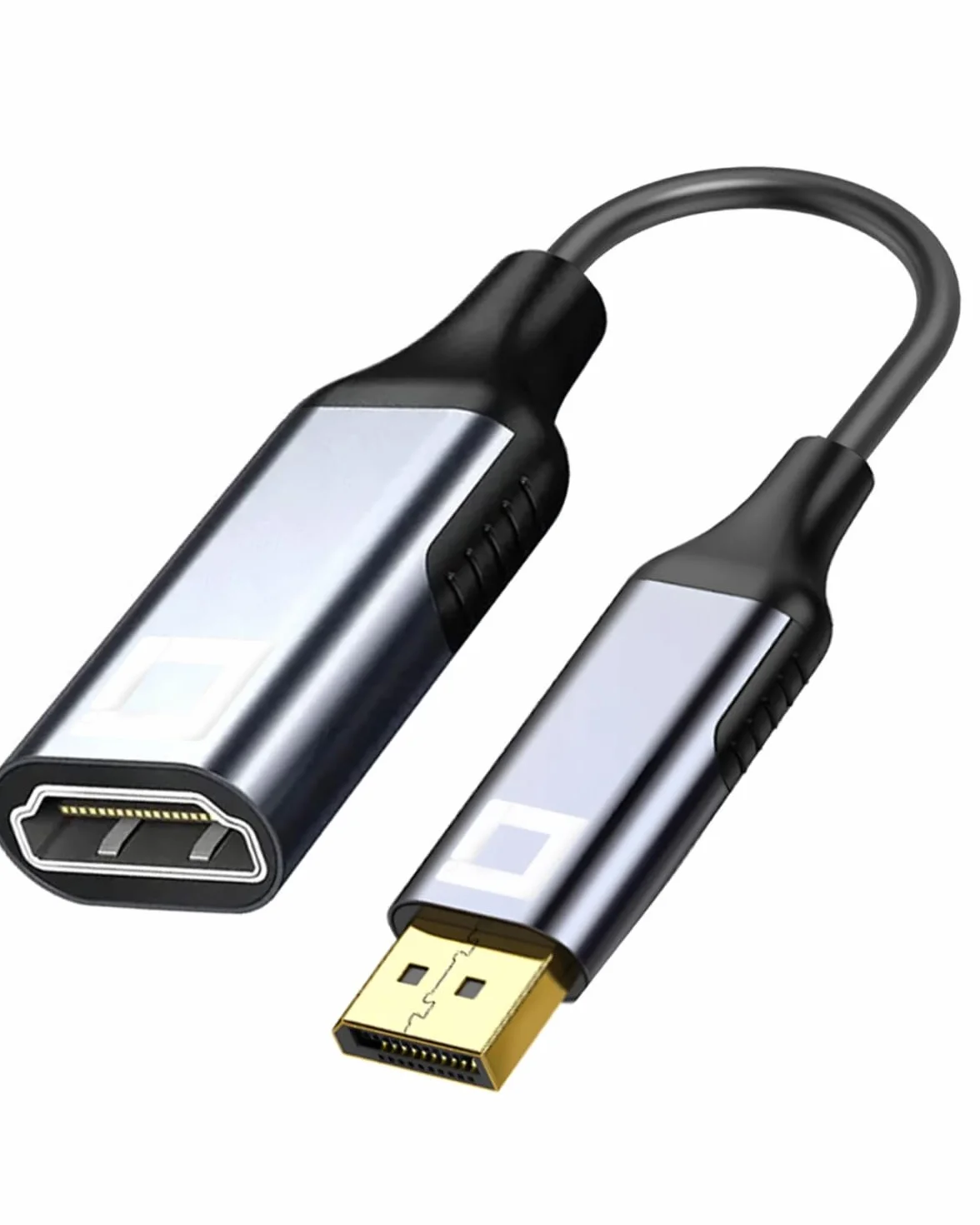 CO2 Adapter DisplayPort DP do HDMI 2.0 4K/60Hz, 2K/240Hz, Full HD, Dynamic HDR DSC 3D HDCP 2.2 FEC, Plug & Play, 18 Gb/s, Kabel jednokierunkowy, Aluminium Space Gray (4K)