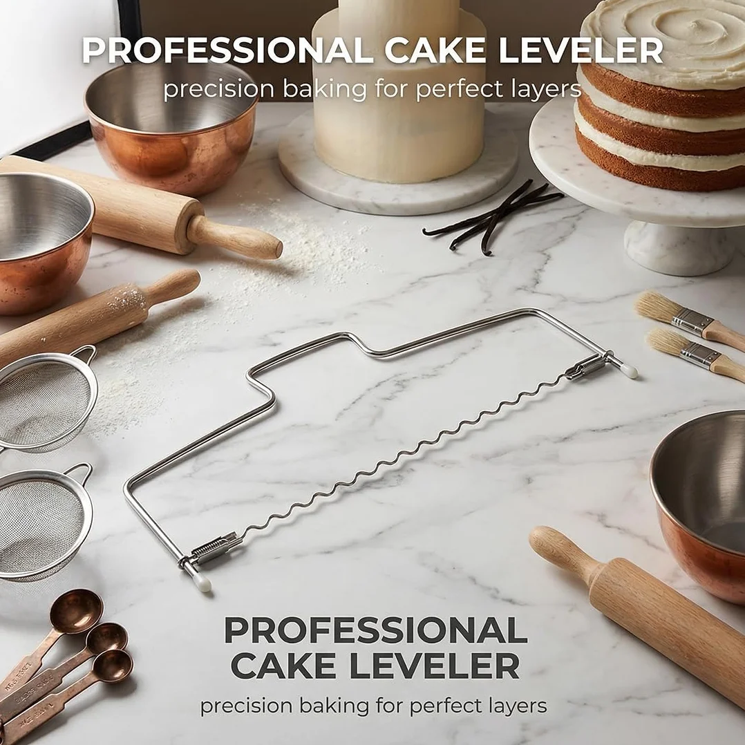 Découpe-Gâteau Professionnel Acier Inoxydable 32 cm Fil Double Couche Hauteur Réglable