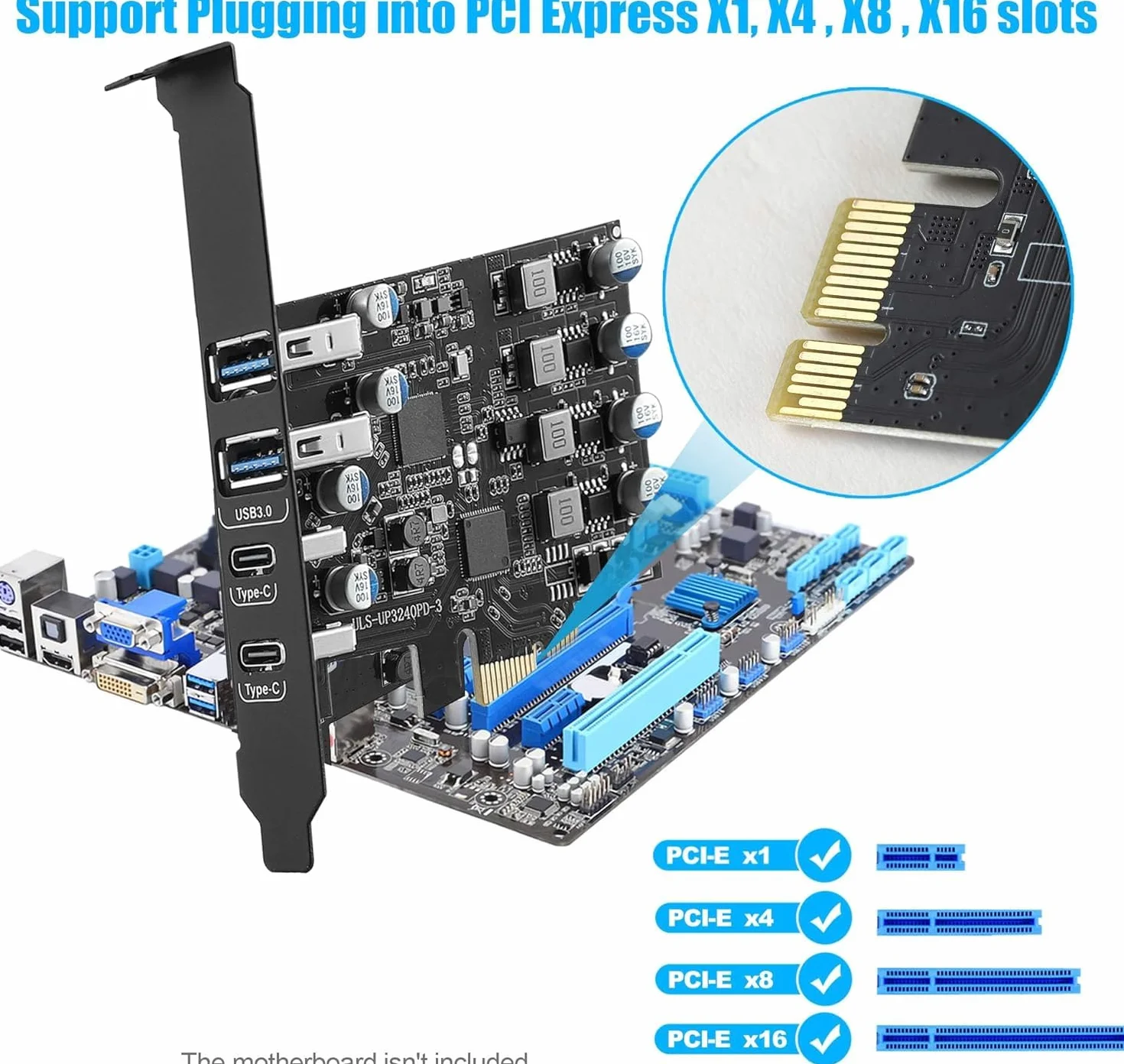 Karta PCIe USB z Power Delivery 25W, karta rozszerzeń PCI Express na USB 3.0 4 porty (2 x Type A + 2 x Type C), szybkie ładowanie z uchwytem Low Profile dla komputera stacjonarnego