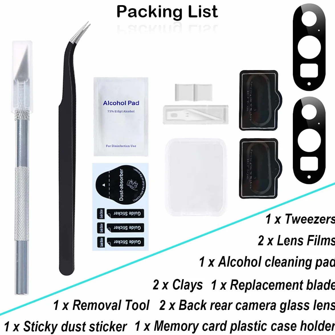 2 PCS Back Rear Camera Lens Glass Replacement for Google Pixel 9 Pro 5G 6,3" 2024, 100% Real Camera Lens Glass with Pre-Installed Adhesive and Tweezers, Precision Knife Repair Tool Kit