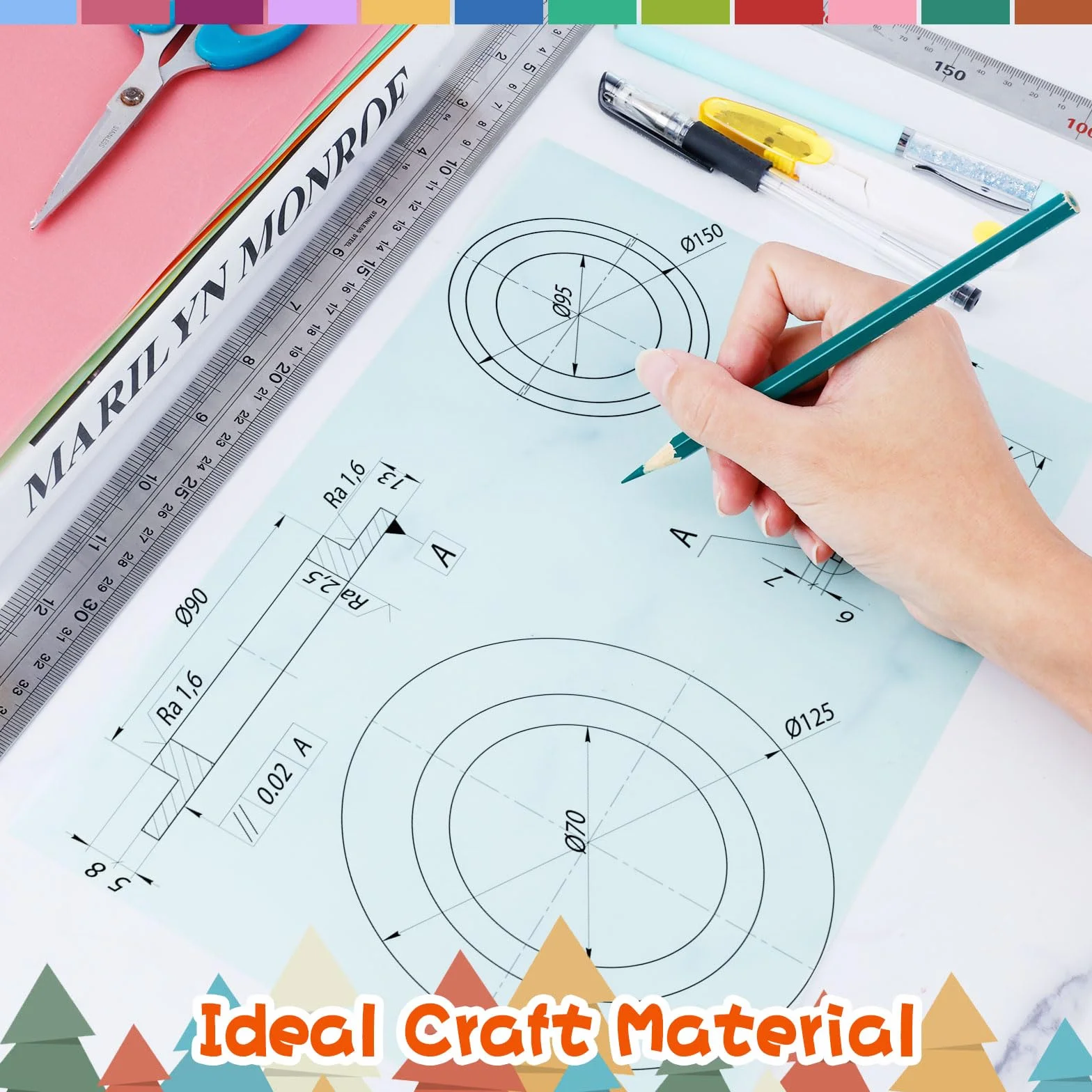 Dadabig 50 Feuilles Papier Calque A4, Papier Vitrail Couleur 100 g/m² pour Artisanat DIY