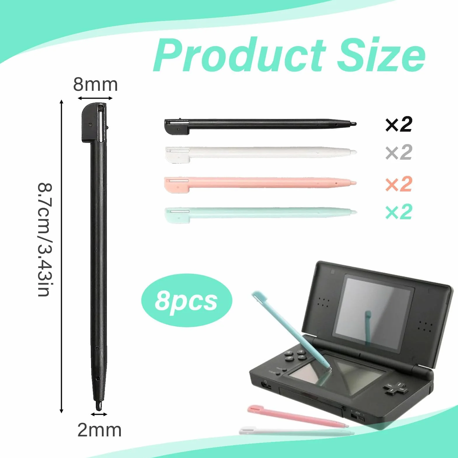 Pióro dotykowe, rysik do ekranu dotykowego, rysik do ekranu dotykowego, rysik do 3DS NDS Lite DSL NDSL, plastikowa końcówka zapewniająca precyzję i trwałość (8)