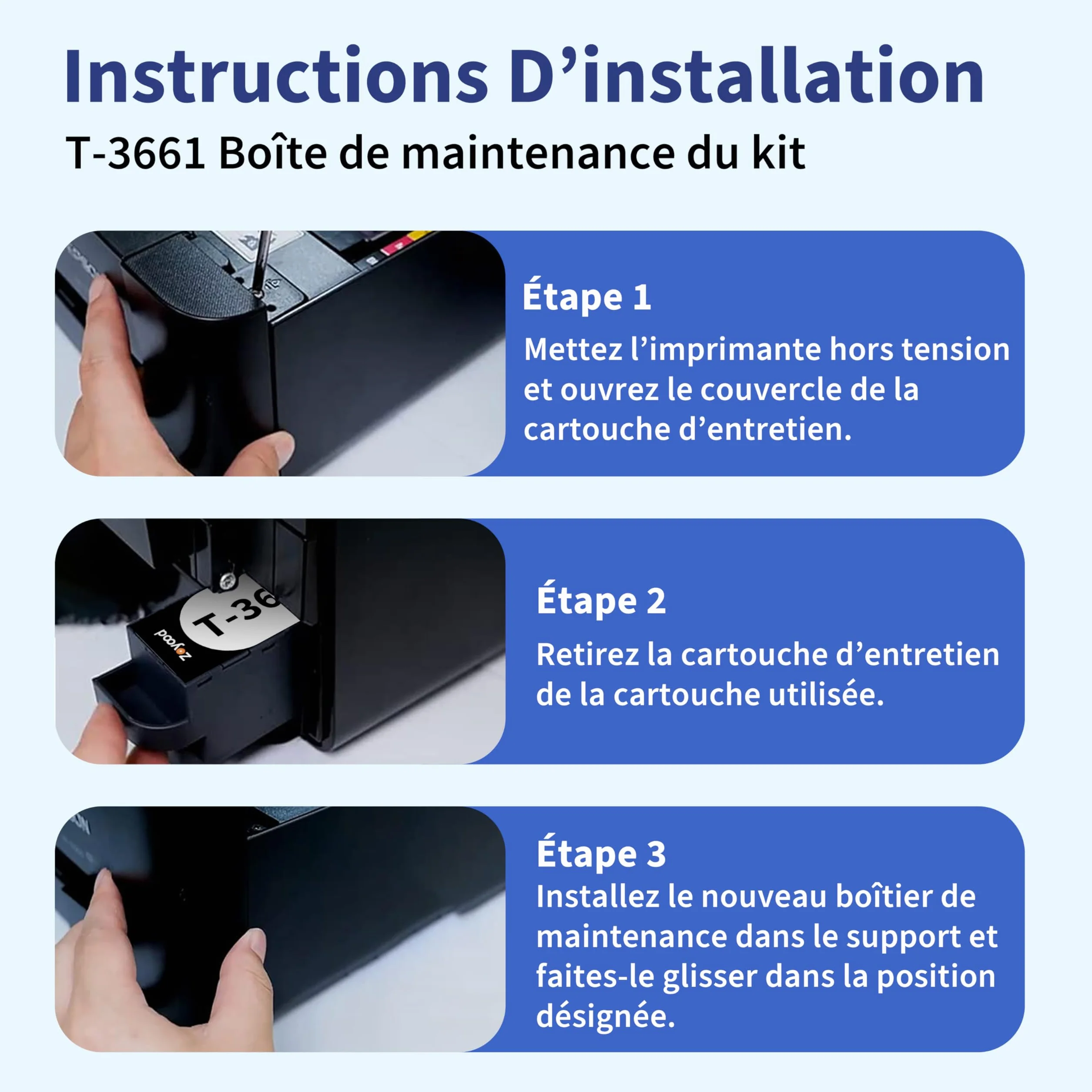 Boîte de Maintenance Compatible Epson XP6100 C13T366100 pour Imprimantes XP-6000 XP-6100 XP-8500 XP-6001 XP-6005 XP-6105 XP-8600 XP-8605 XP-970, 1 Paquet