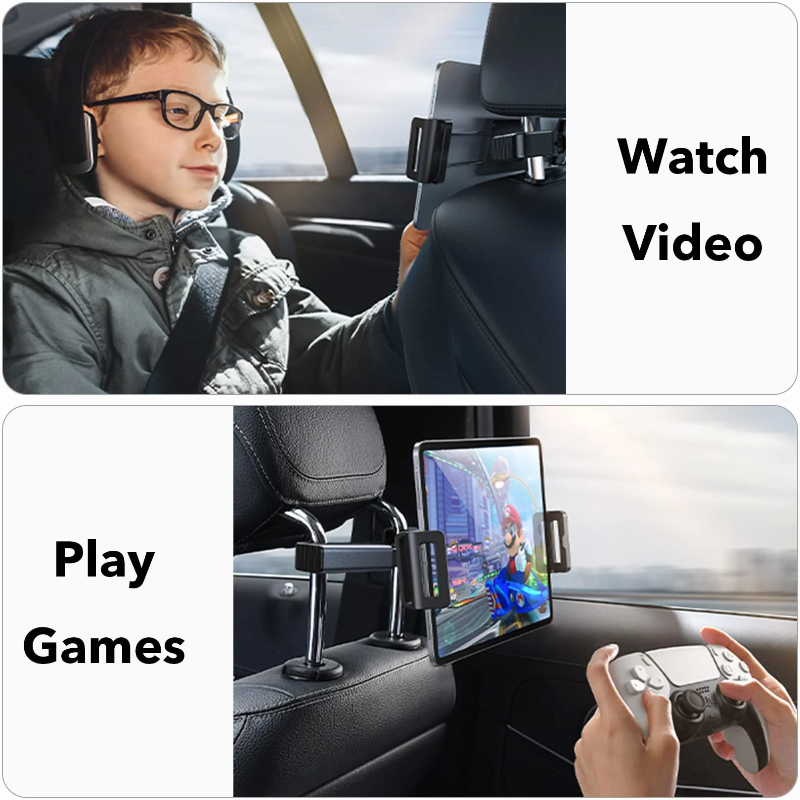 Uchwyt Na Tablet Samochodowy, Wysuwany ZagłÓWek Na Tablet, Uchwyt Na Tablet,Odpowiedni Dla UrządzeŃ Ipad/Iphone/Samsung Galaxy Tabs/Kindle Fire HD/Switch Itp. 4-14 Cali